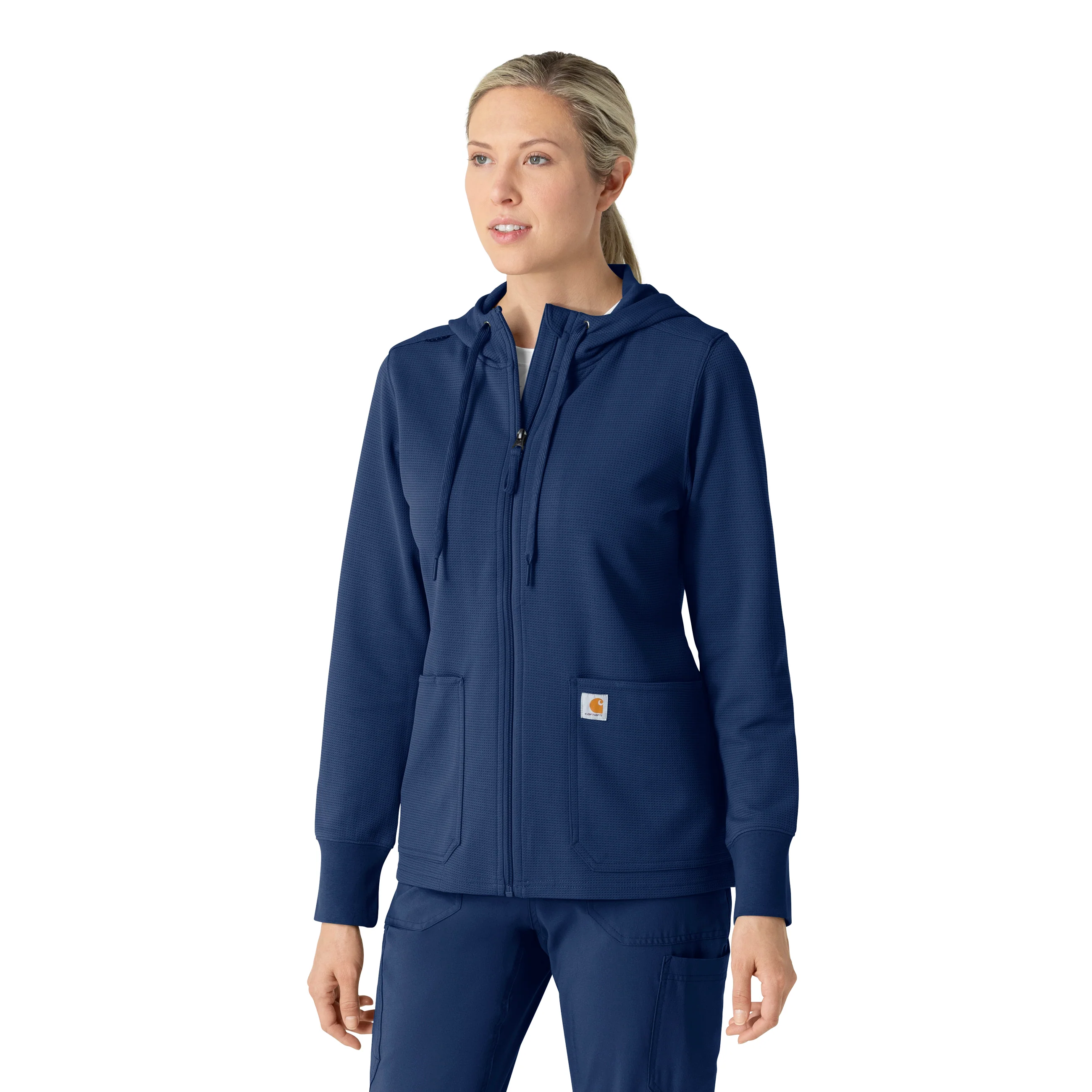 Carhartt Women's Full Zip Waffle Hoodie - Navy