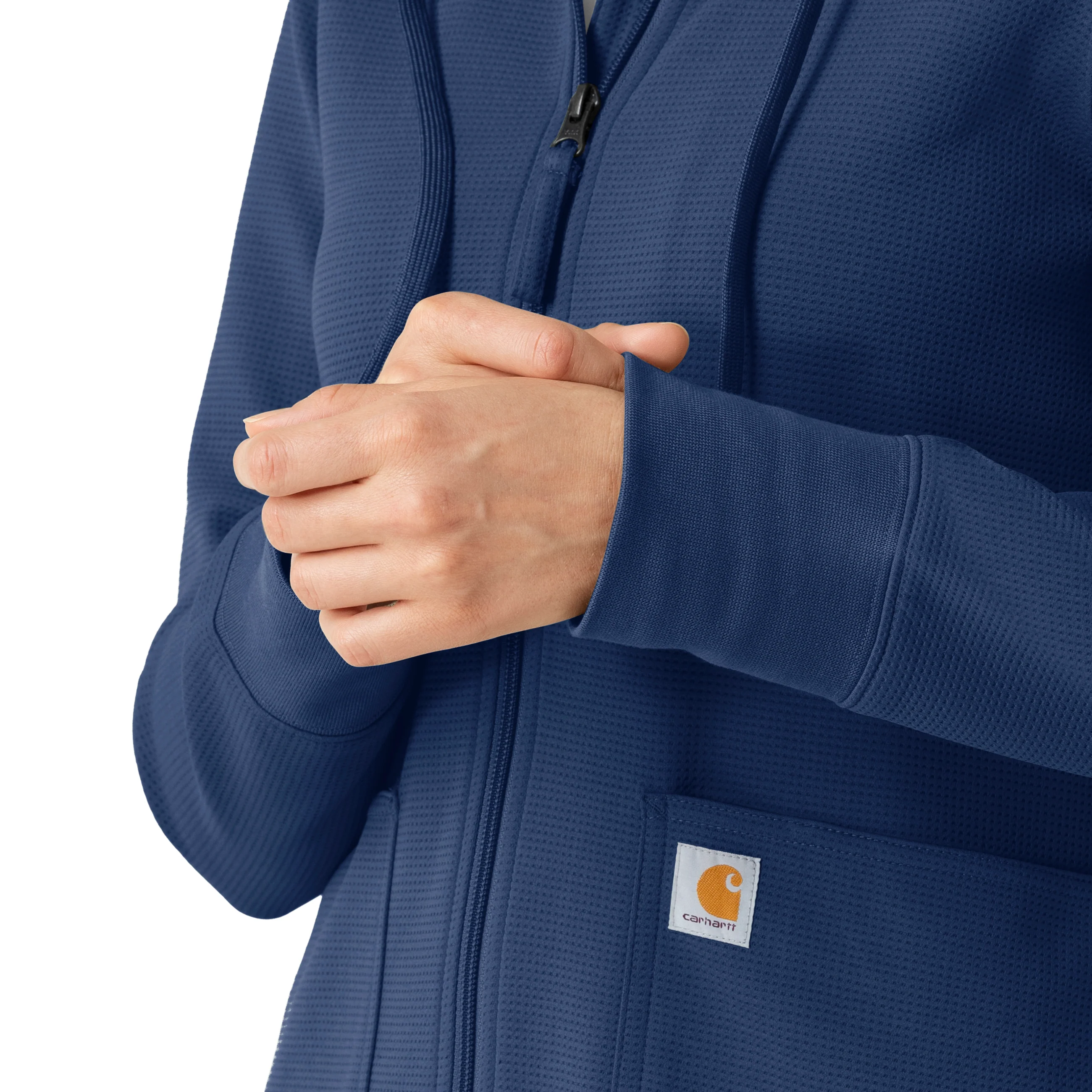 Carhartt Women's Full Zip Waffle Hoodie - Navy - Image 5