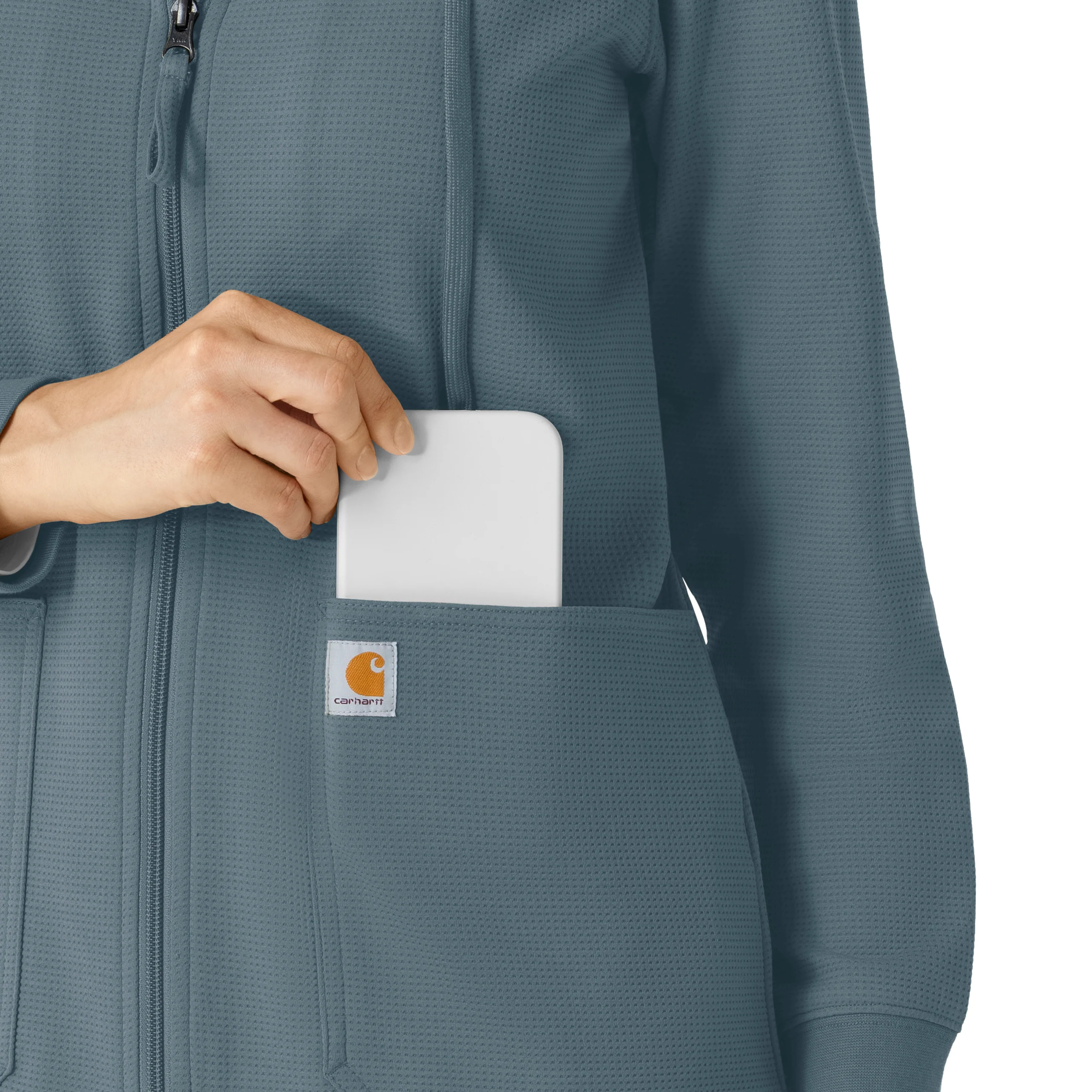 Carhartt Layers Women's Full Zip Waffle Hoodie - Rolling Thunder - Image 7