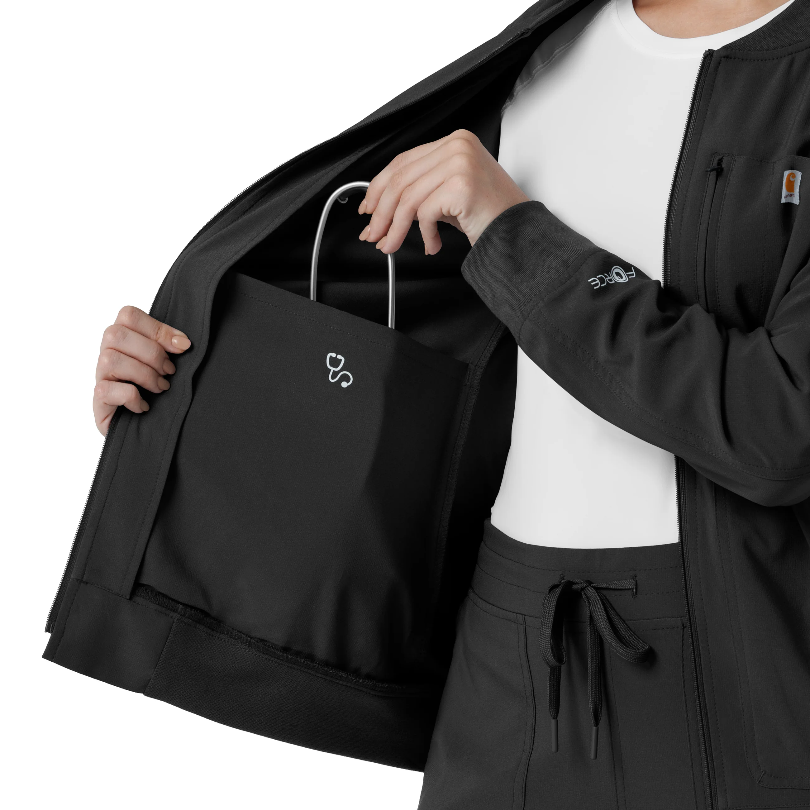 Carhartt Force Cross-Flex Women's Lightweight Scrub Jacket - Black - Image 12