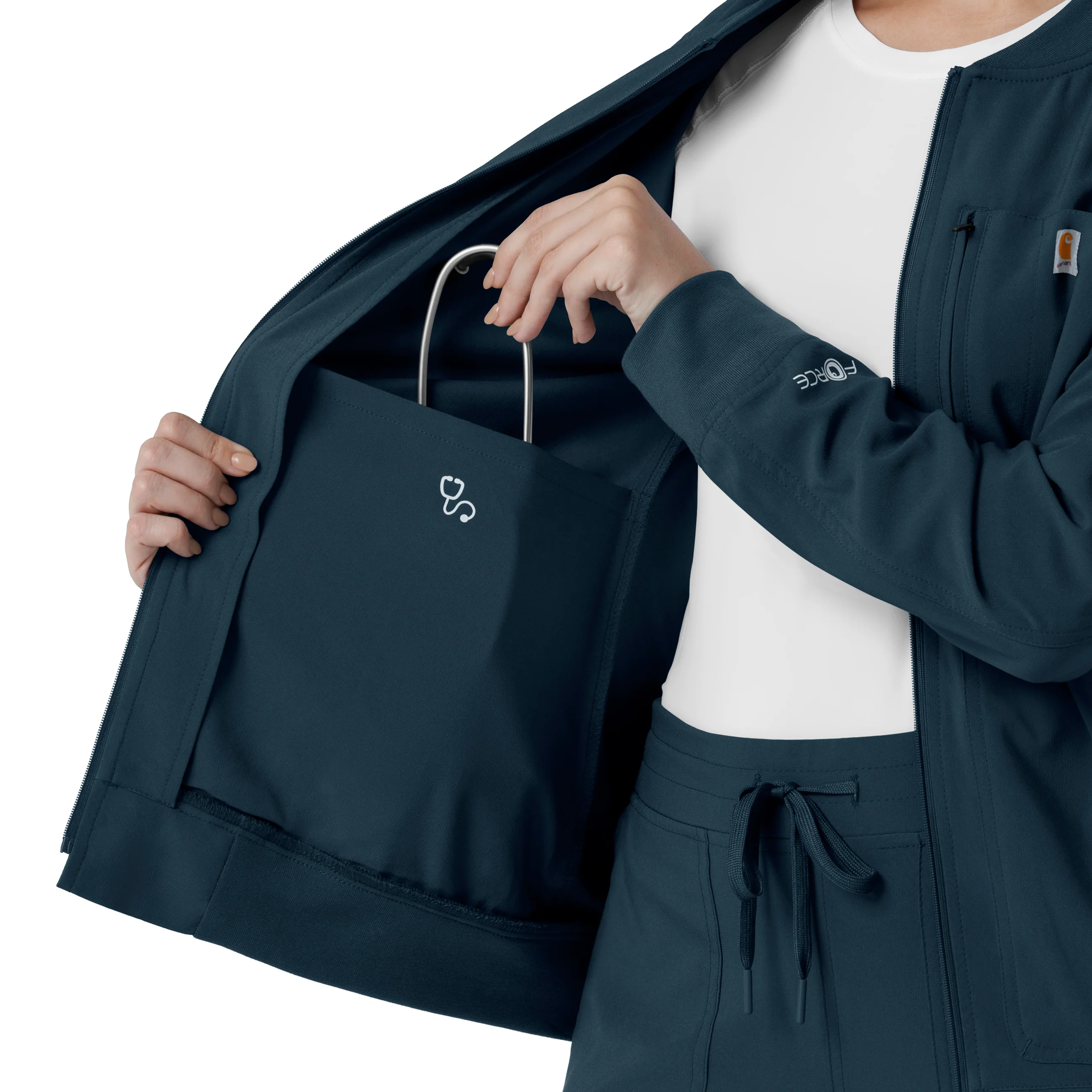 Carhartt Force Cross-Flex Women's Lightweight Scrub Jacket - Navy - Image 12