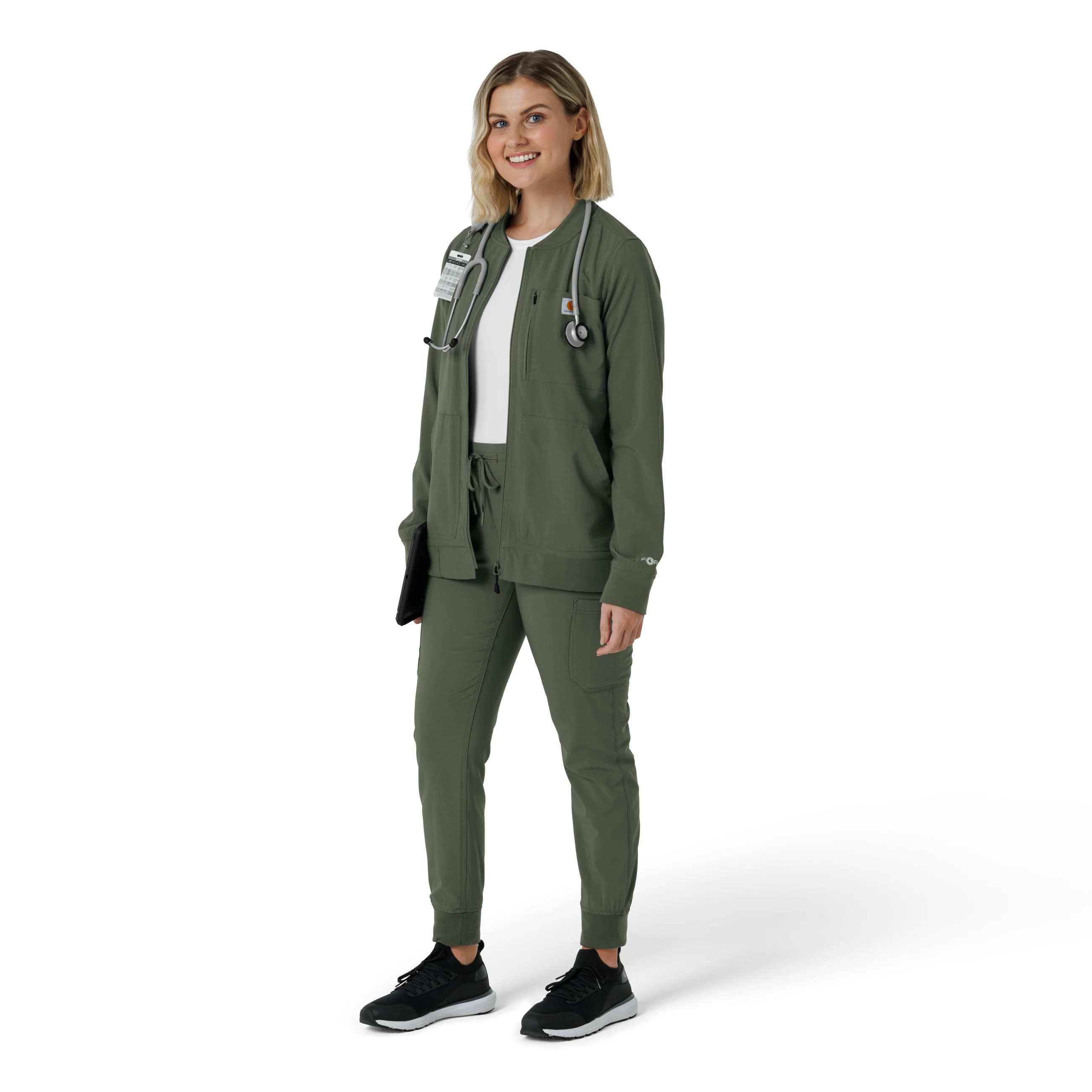 Carhartt Force Cross-Flex Women's Lightweight Scrub Jacket - Olive - Image 3