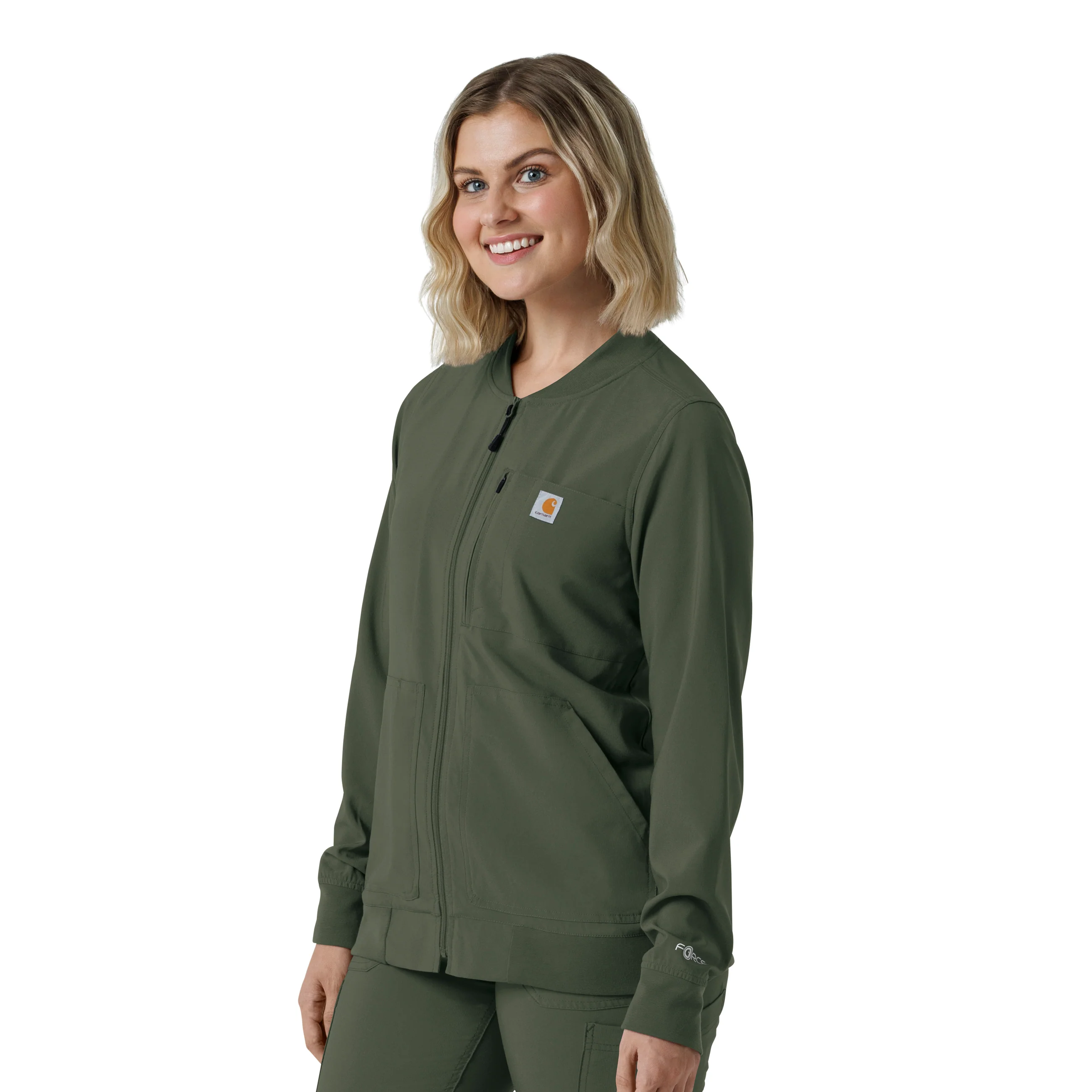 Carhartt Force Cross-Flex Women's Lightweight Scrub Jacket - Olive - Image 4