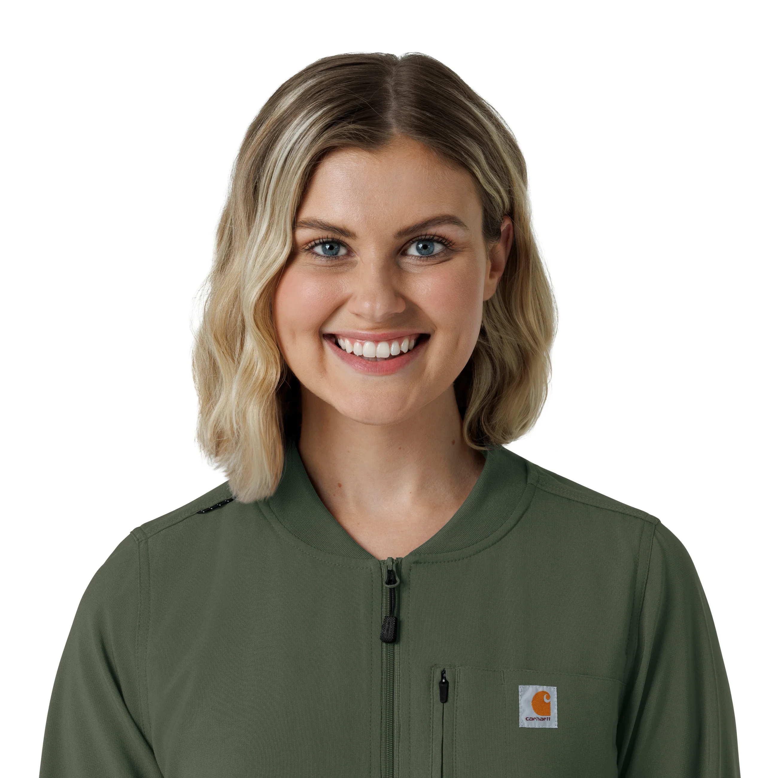 Carhartt Force Cross-Flex Women's Lightweight Scrub Jacket - Olive - Image 5