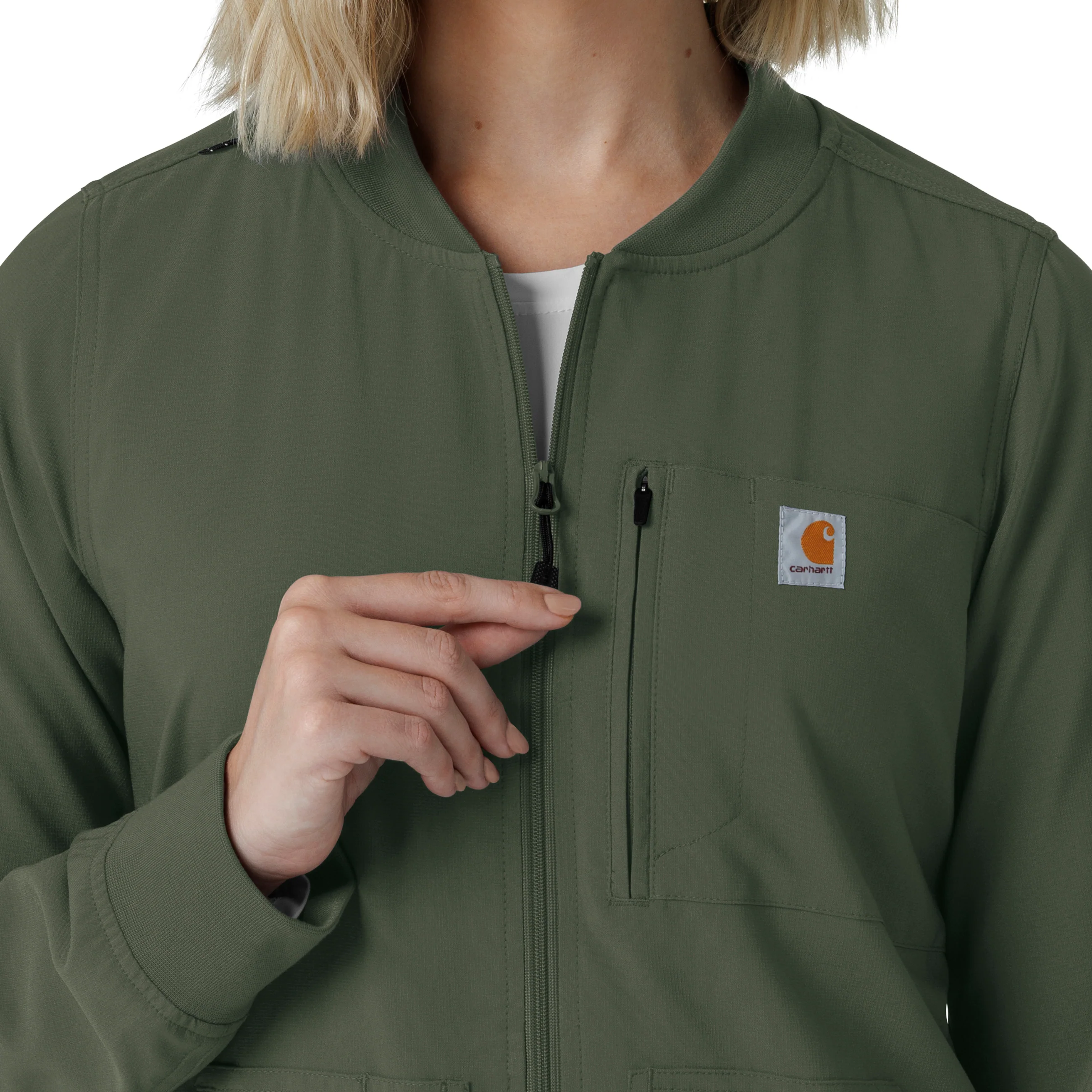 Carhartt Force Cross-Flex Women's Lightweight Scrub Jacket - Olive - Image 8