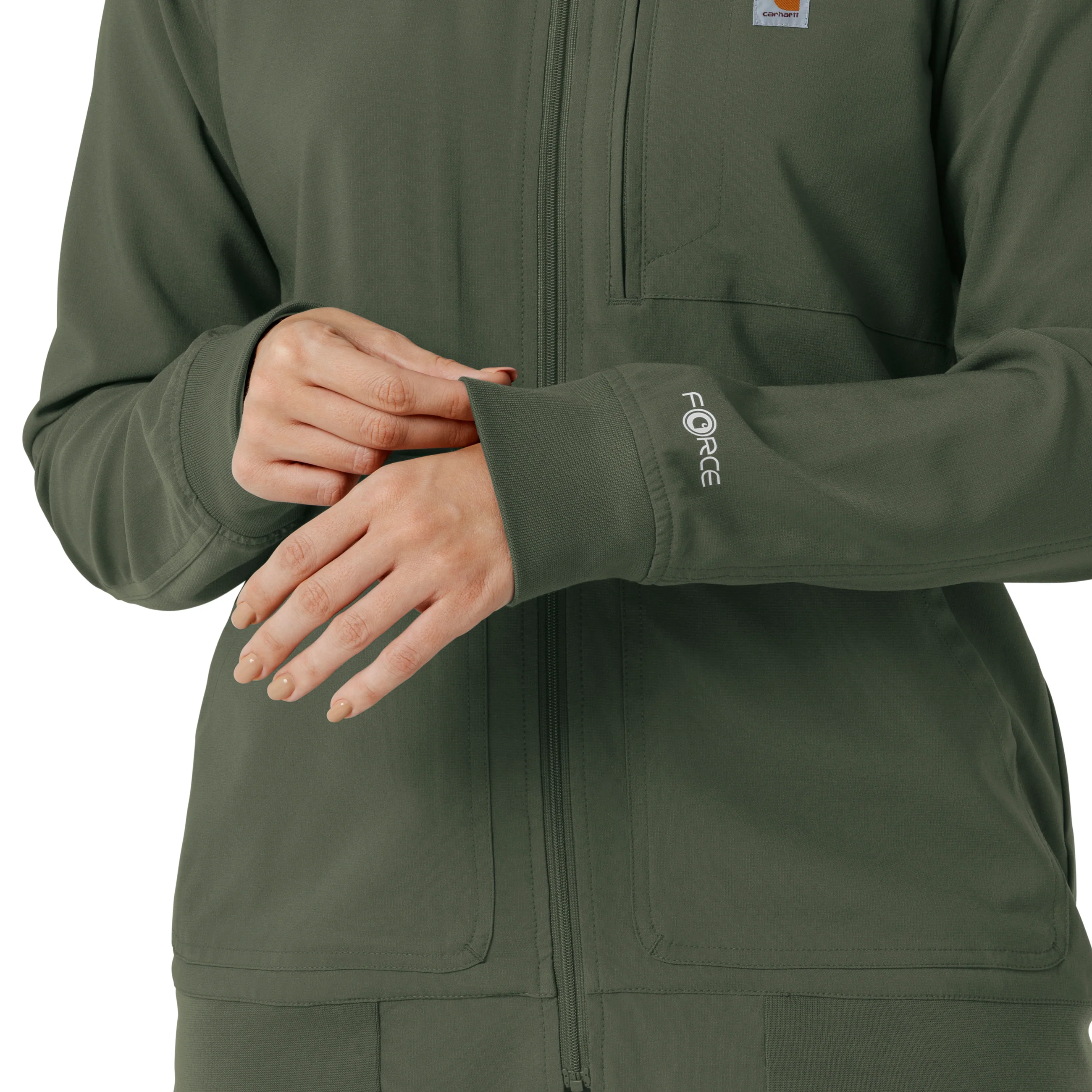 Carhartt Force Cross-Flex Women's Lightweight Scrub Jacket - Olive - Image 9