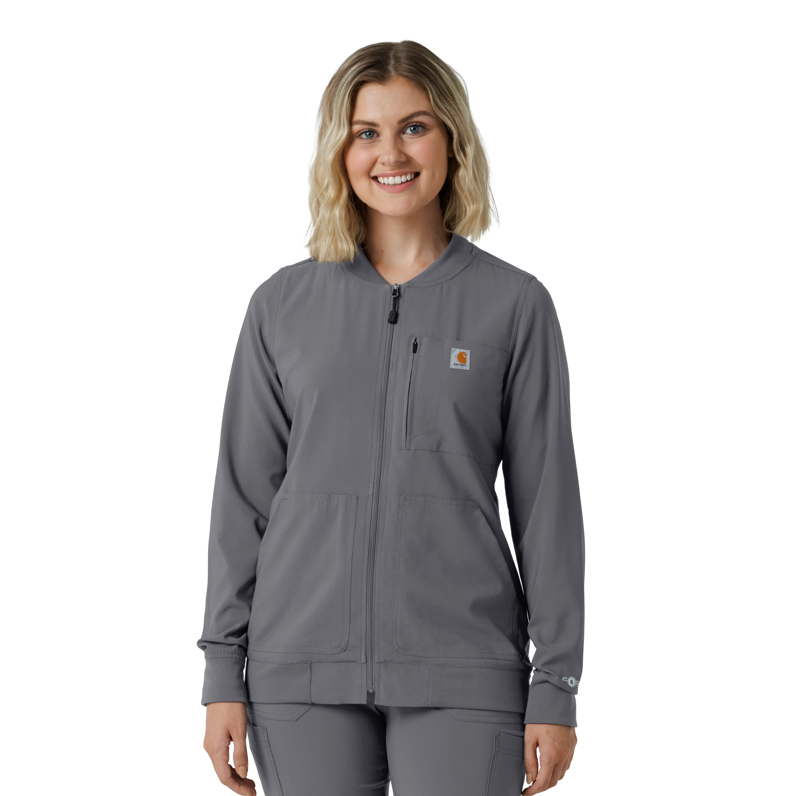 Carhartt Force Cross-Flex Women's Lightweight Scrub Jacket - Pewter