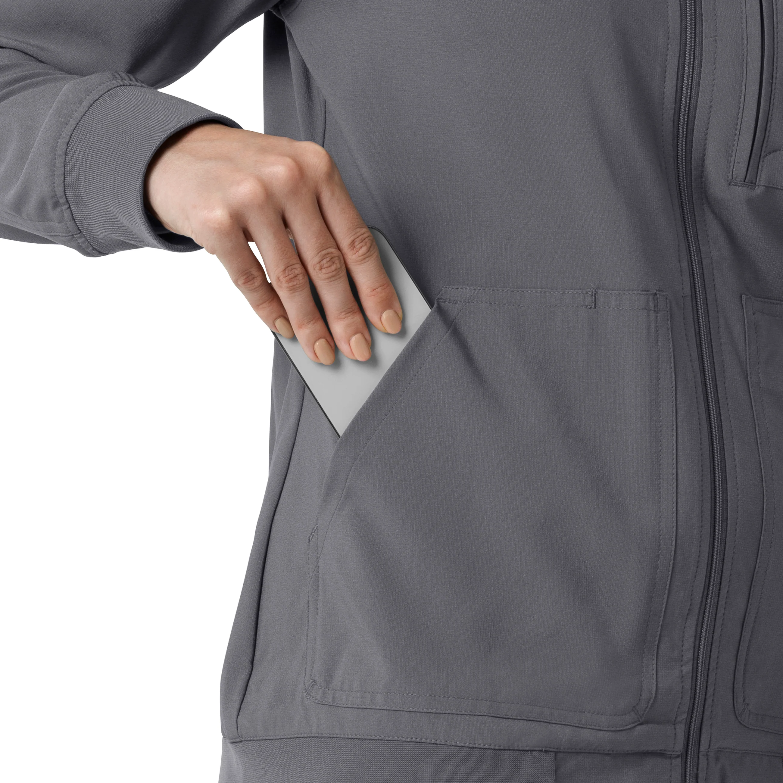 Carhartt Force Cross-Flex Women's Lightweight Scrub Jacket - Pewter - Image 10