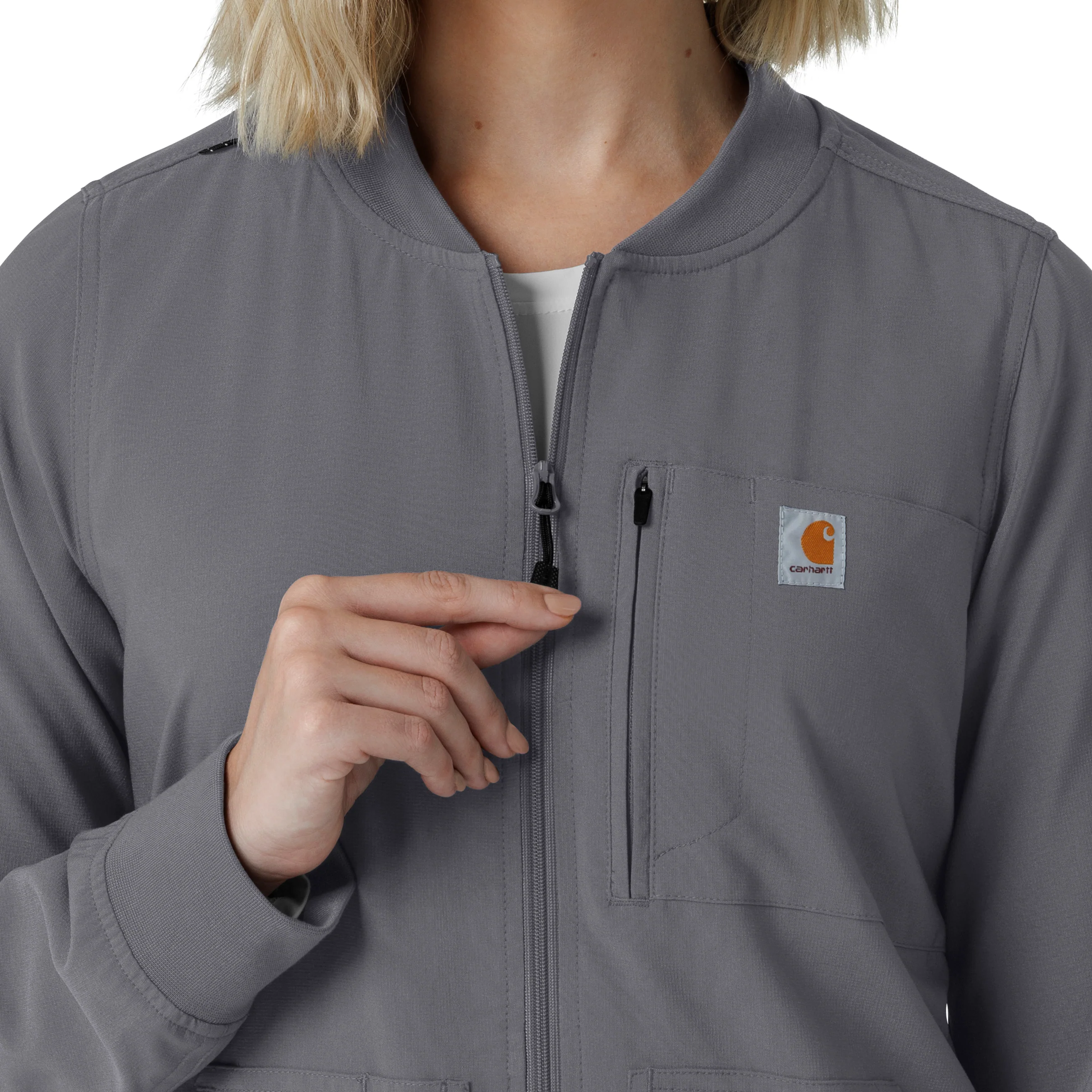 Carhartt Force Cross-Flex Women's Lightweight Scrub Jacket - Pewter - Image 8