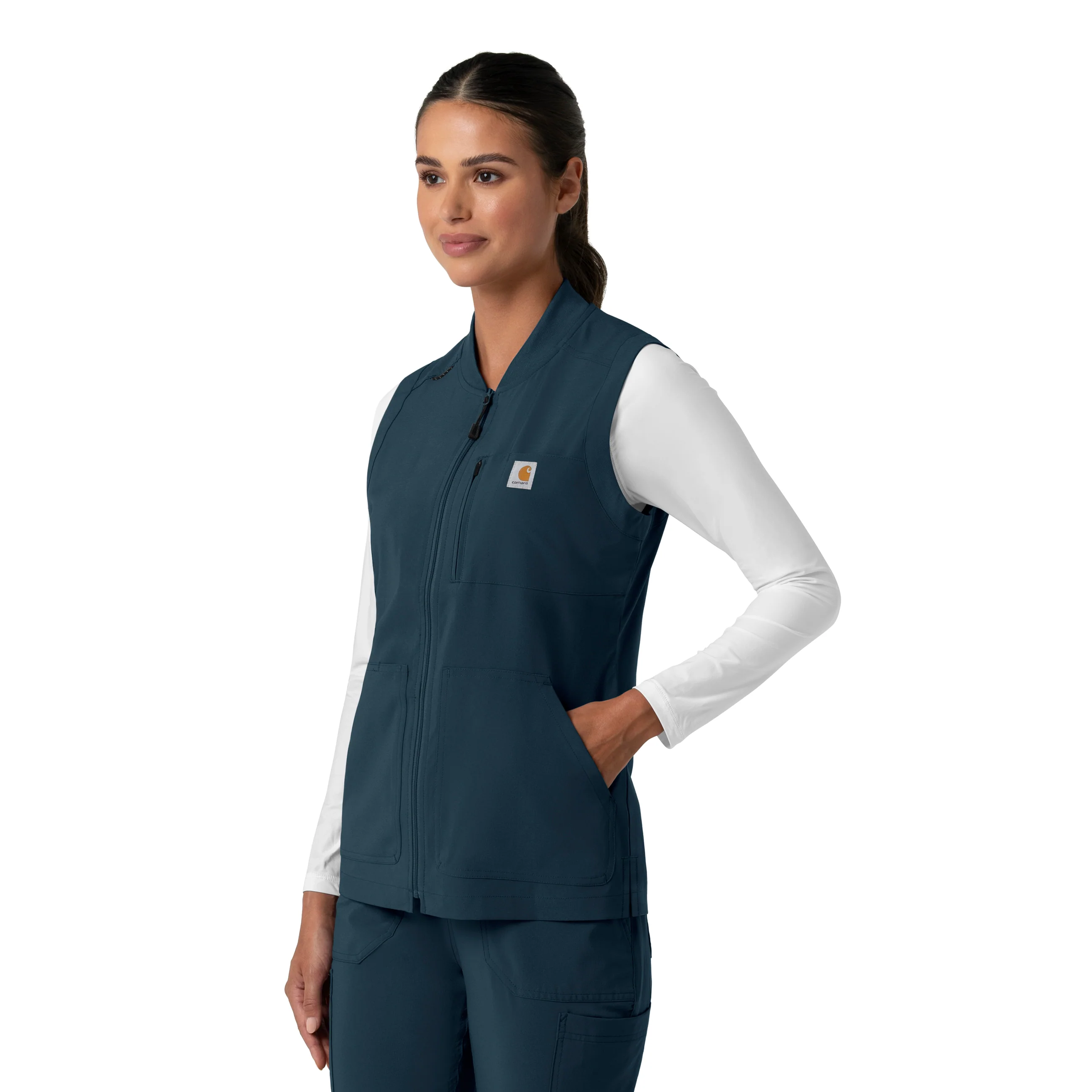 Carhartt Force Cross-Flex Women's Lightweight Scrub Vest - Navy - Image 4