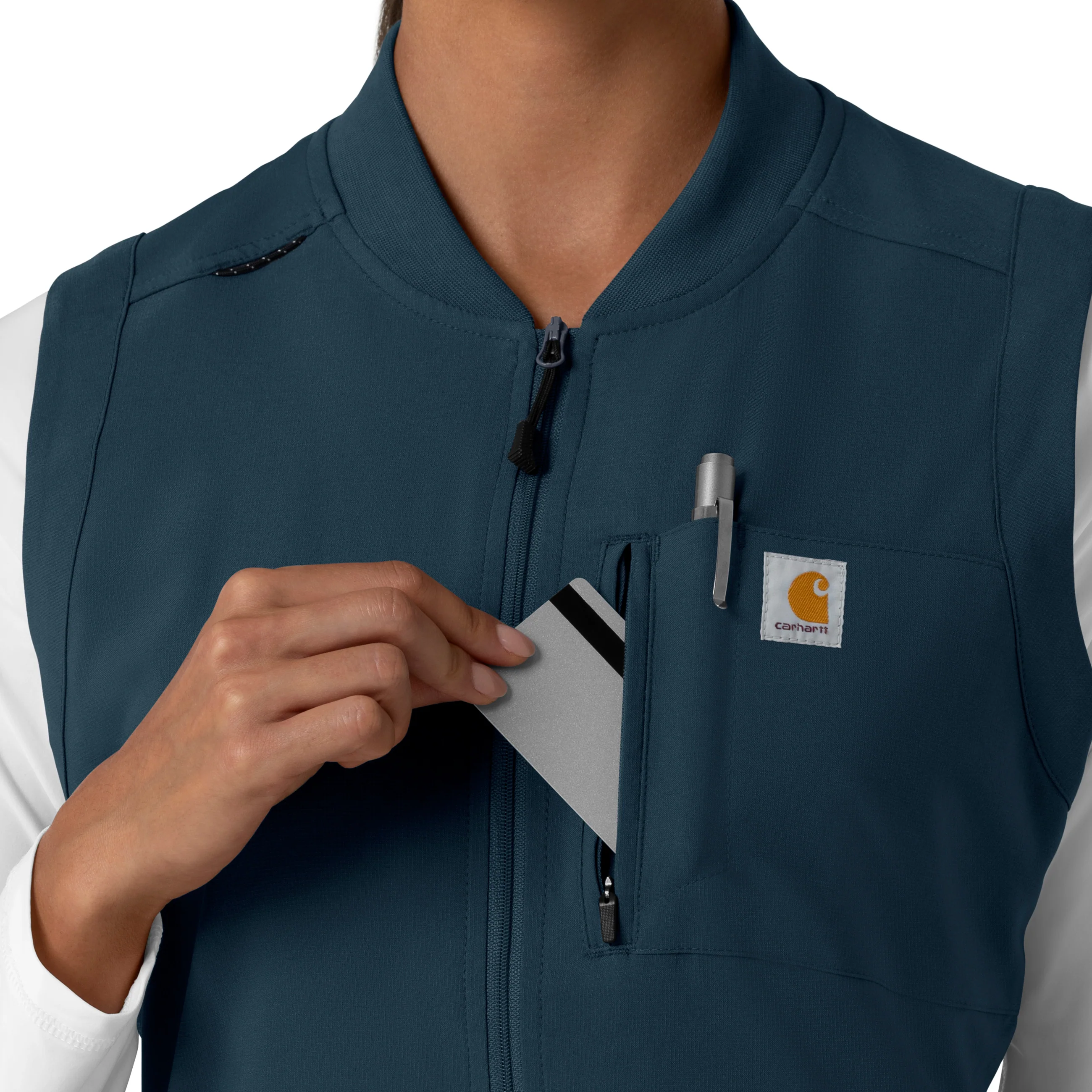 Carhartt Force Cross-Flex Women's Lightweight Scrub Vest - Navy - Image 9