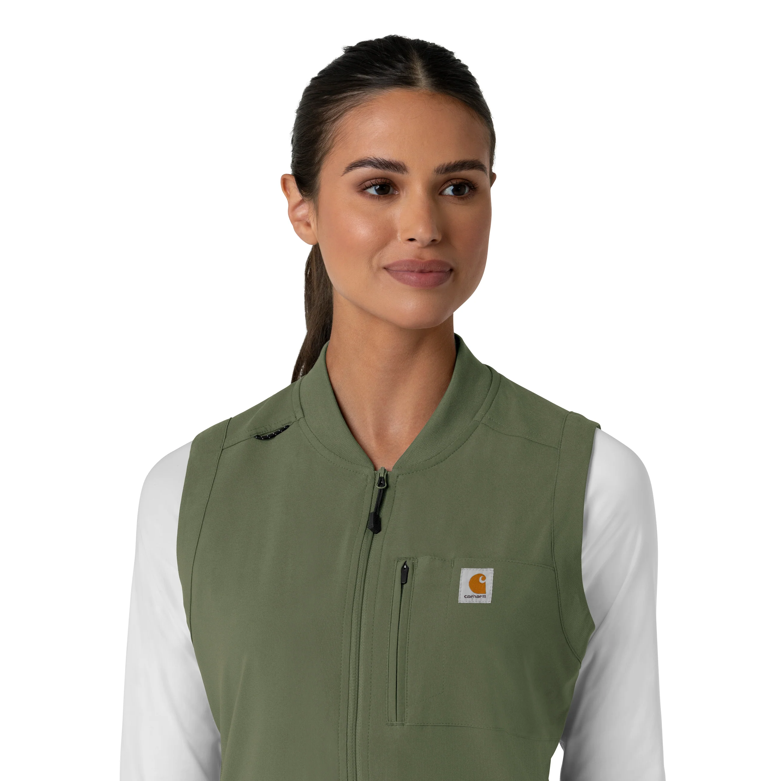 Carhartt Force Cross-Flex Women's Lightweight Scrub Vest - Olive - Image 10