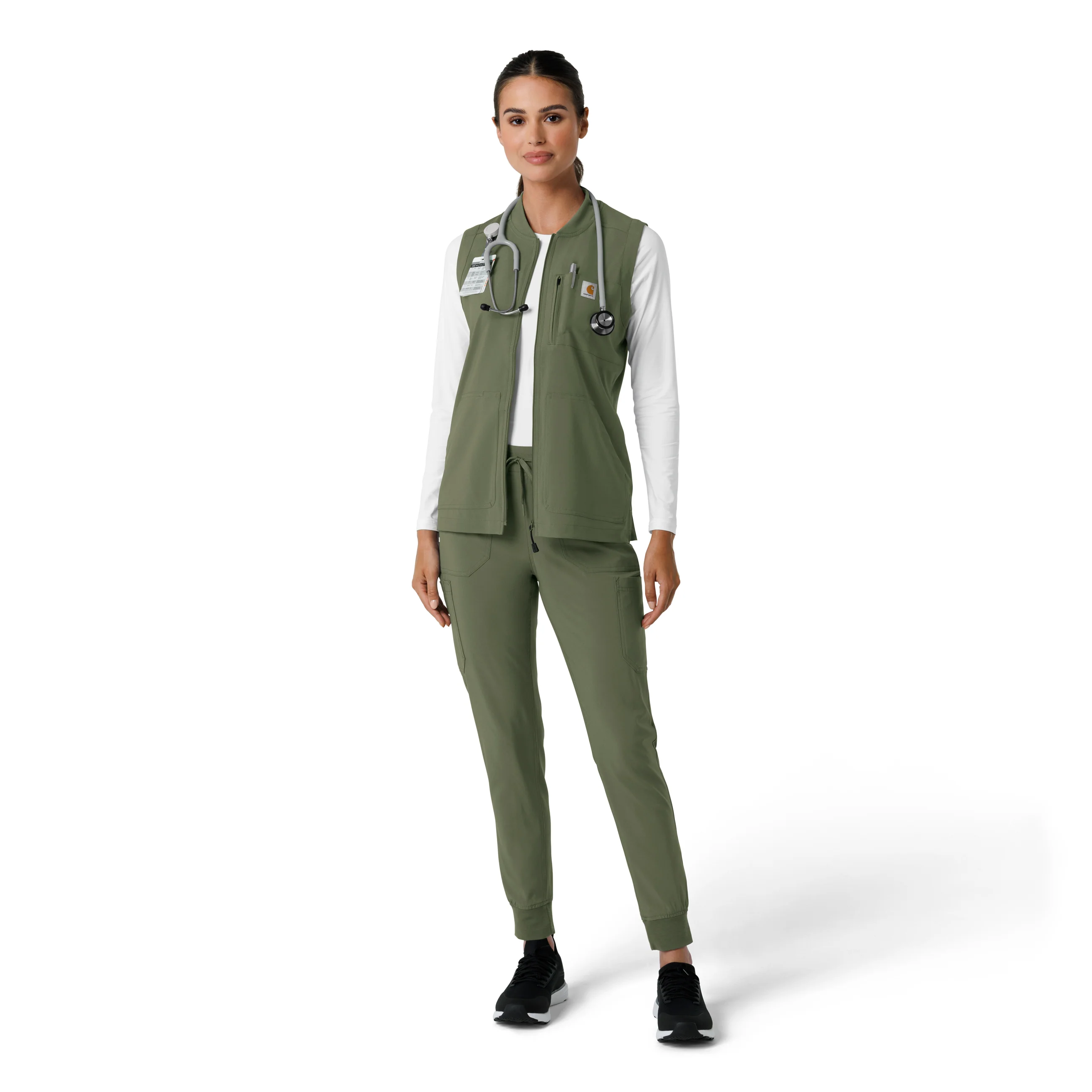 Carhartt Force Cross-Flex Women's Lightweight Scrub Vest - Olive - Image 3