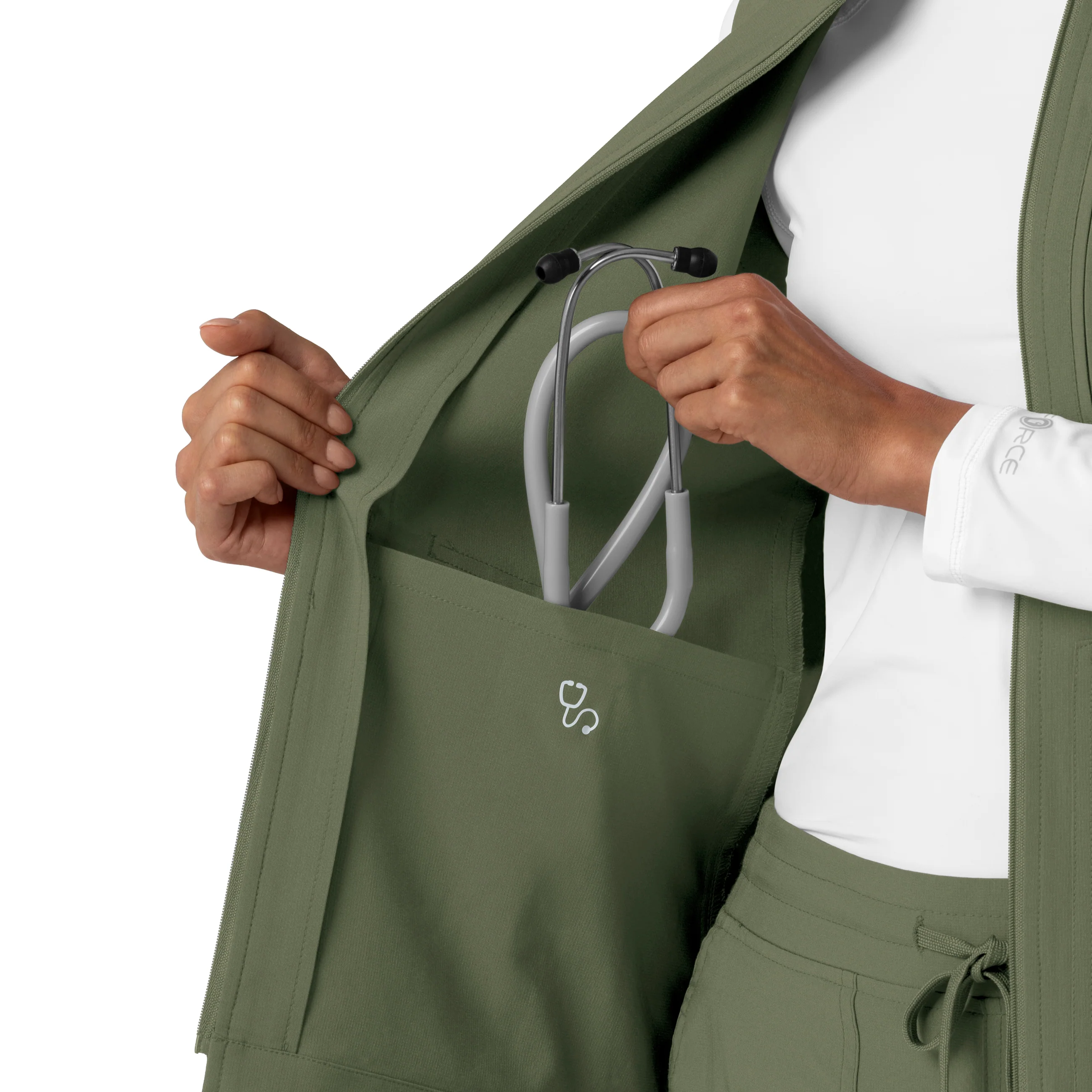 Carhartt Force Cross-Flex Women's Lightweight Scrub Vest - Olive - Image 5