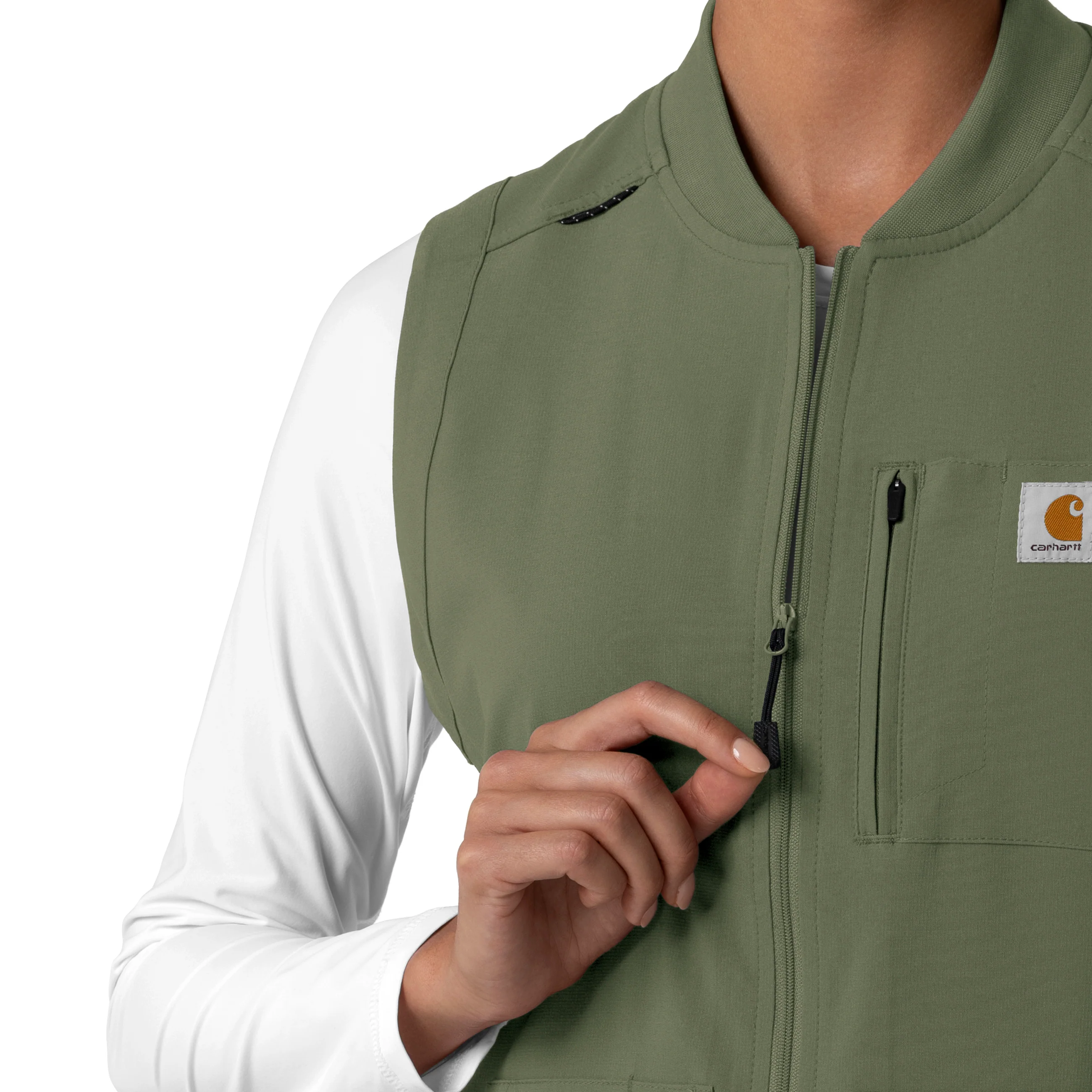 Carhartt Force Cross-Flex Women's Lightweight Scrub Vest - Olive - Image 6