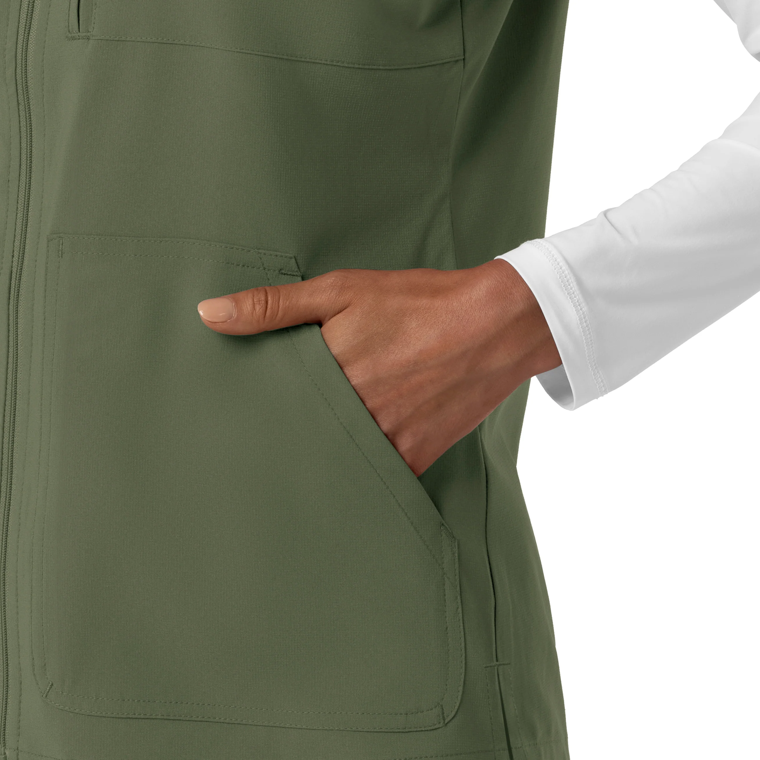 Carhartt Force Cross-Flex Women's Lightweight Scrub Vest - Olive - Image 8