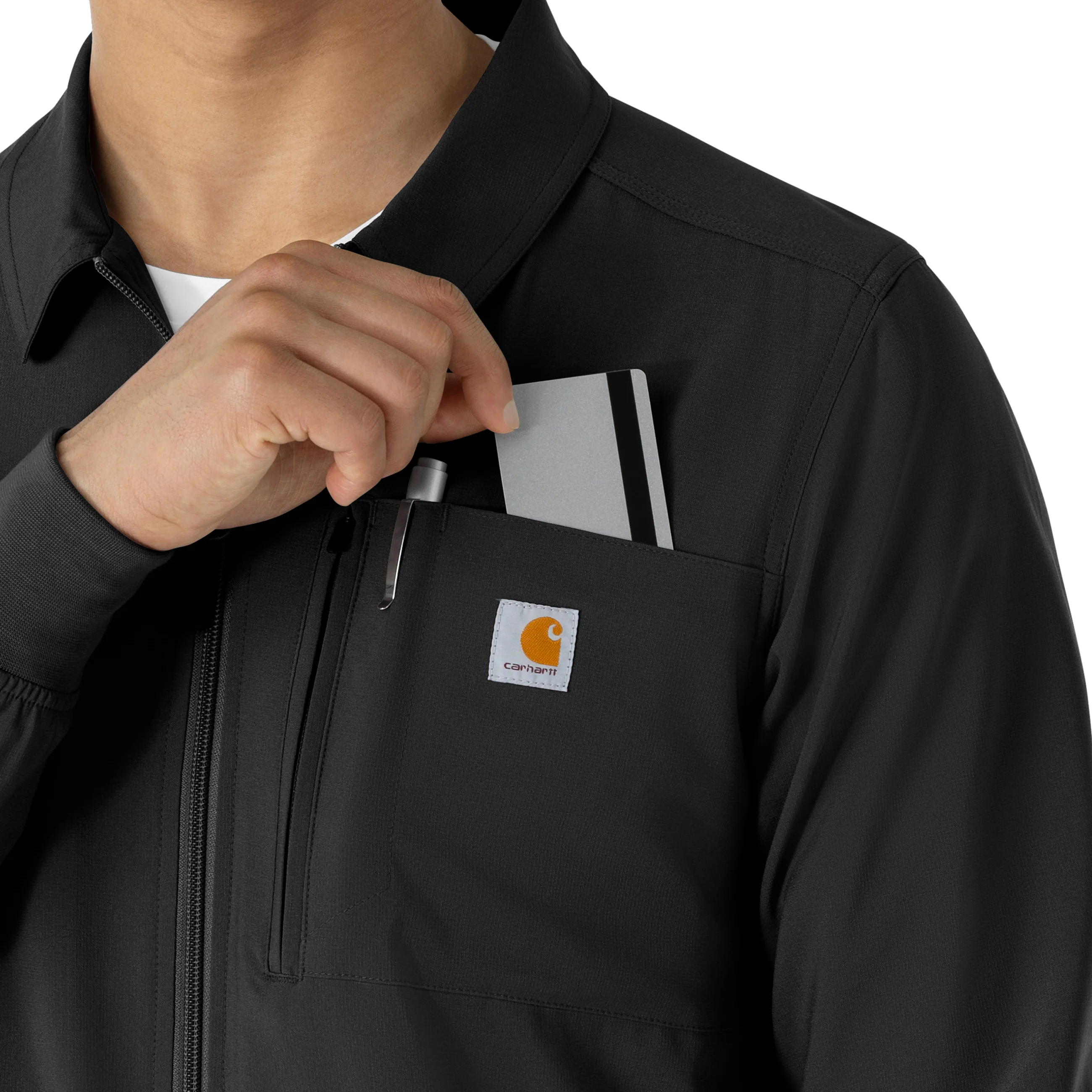 Carhartt Force Cross-Flex Men's Lightweight Scrub Jacket - Black - Image 8