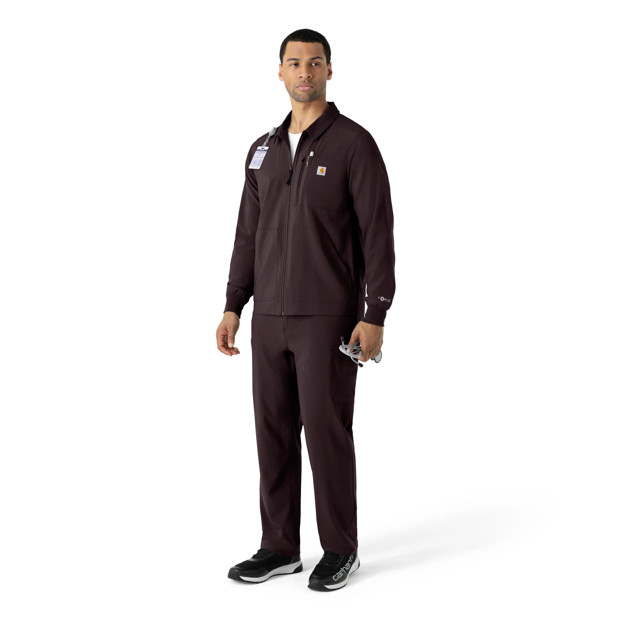 Carhartt Force Cross-Flex Men's Lightweight Scrub Jacket - Dark Sepia - Image 3