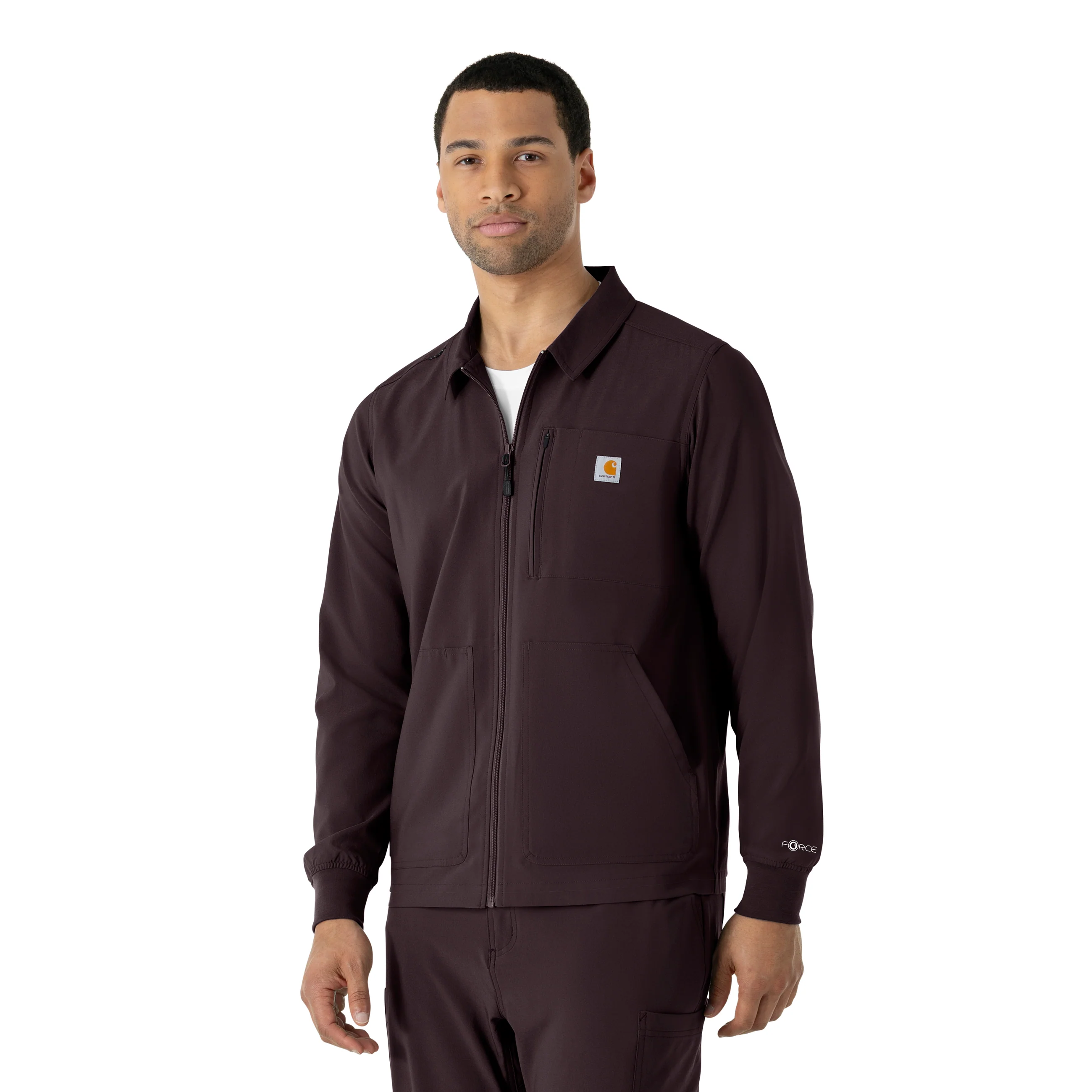 Carhartt Force Cross-Flex Men's Lightweight Scrub Jacket - Dark Sepia - Image 4