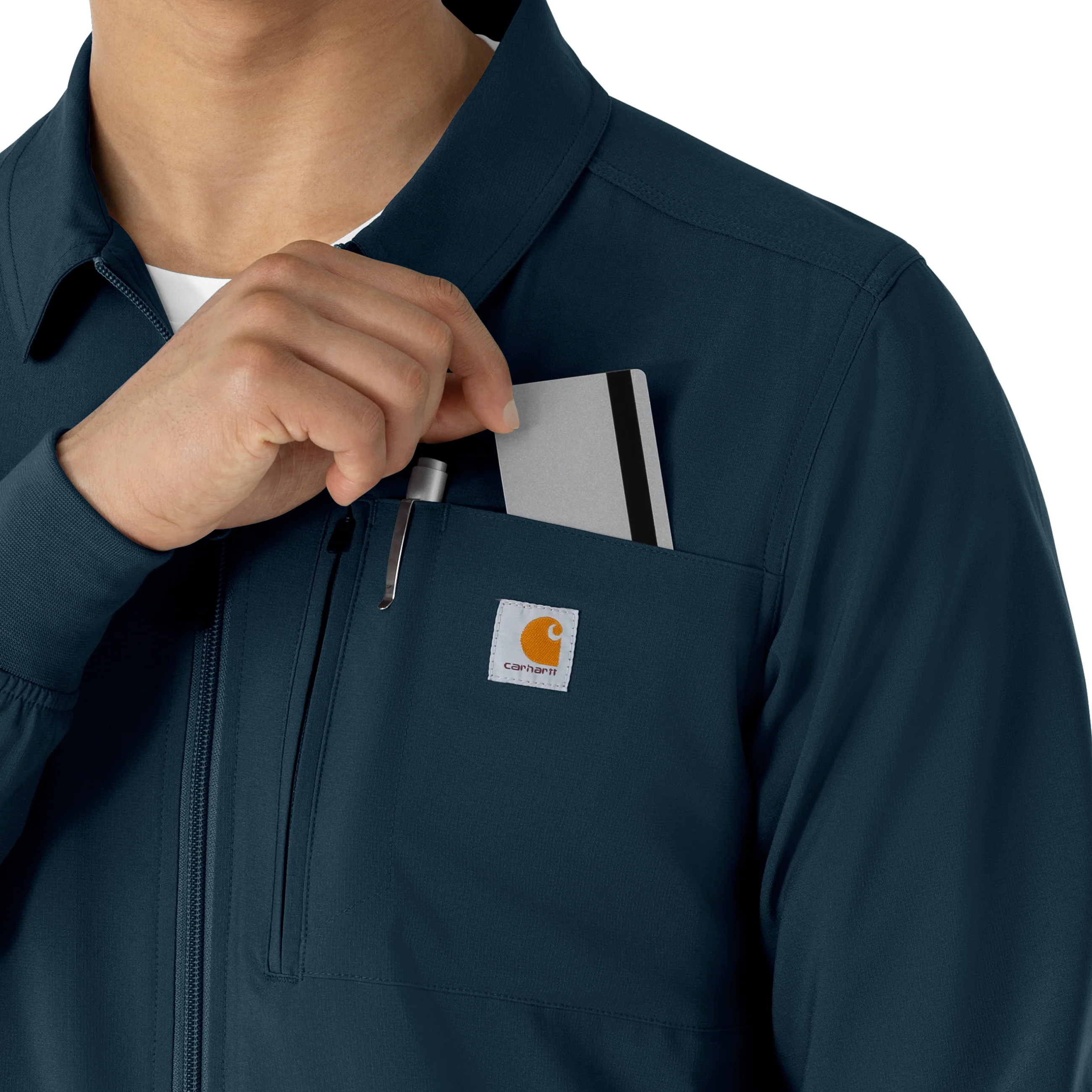 Carhartt Force Cross-Flex Men's Lightweight Scrub Jacket - Navy - Image 8