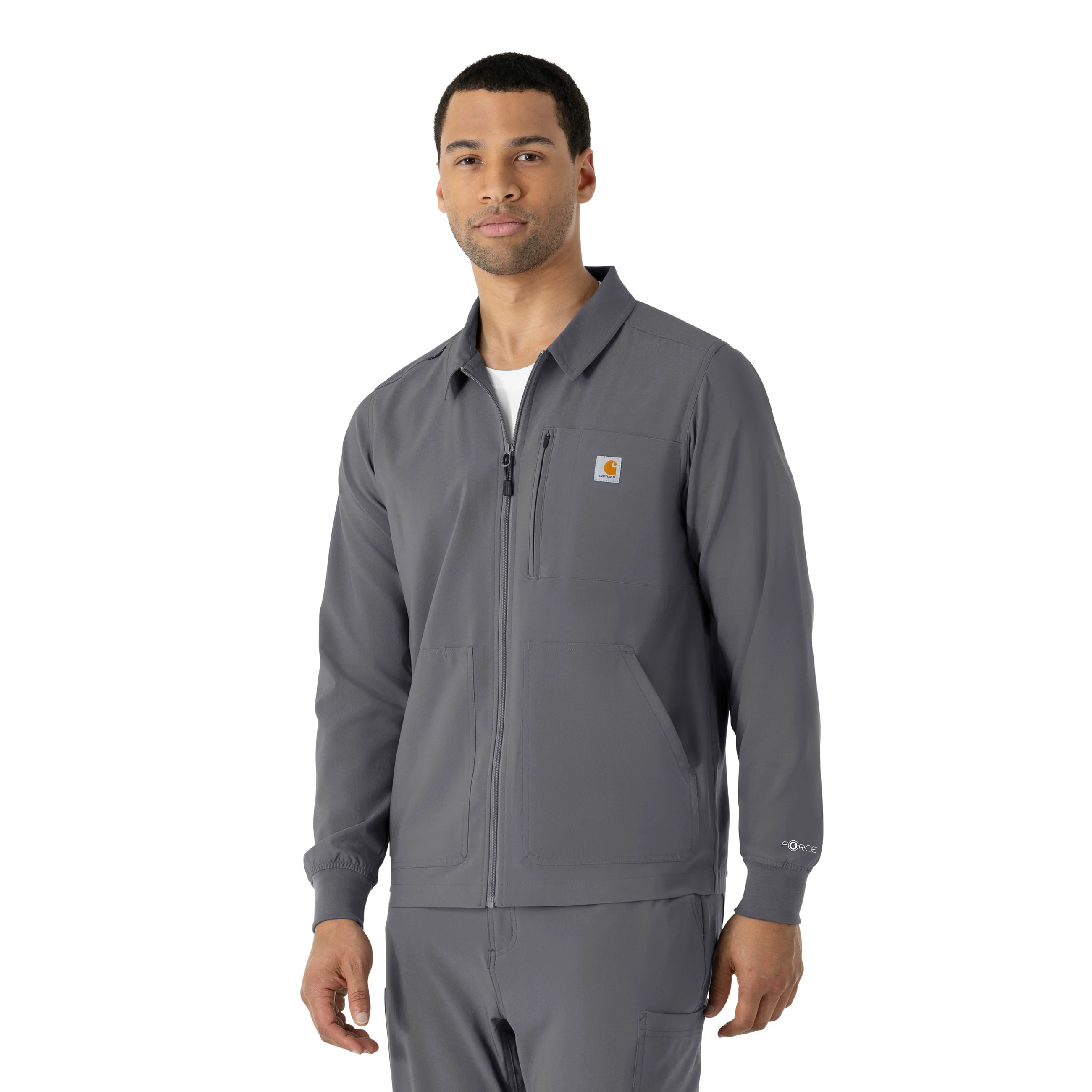 Carhartt Force Cross-Flex Men's Lightweight Scrub Jacket - Pewter - Image 4