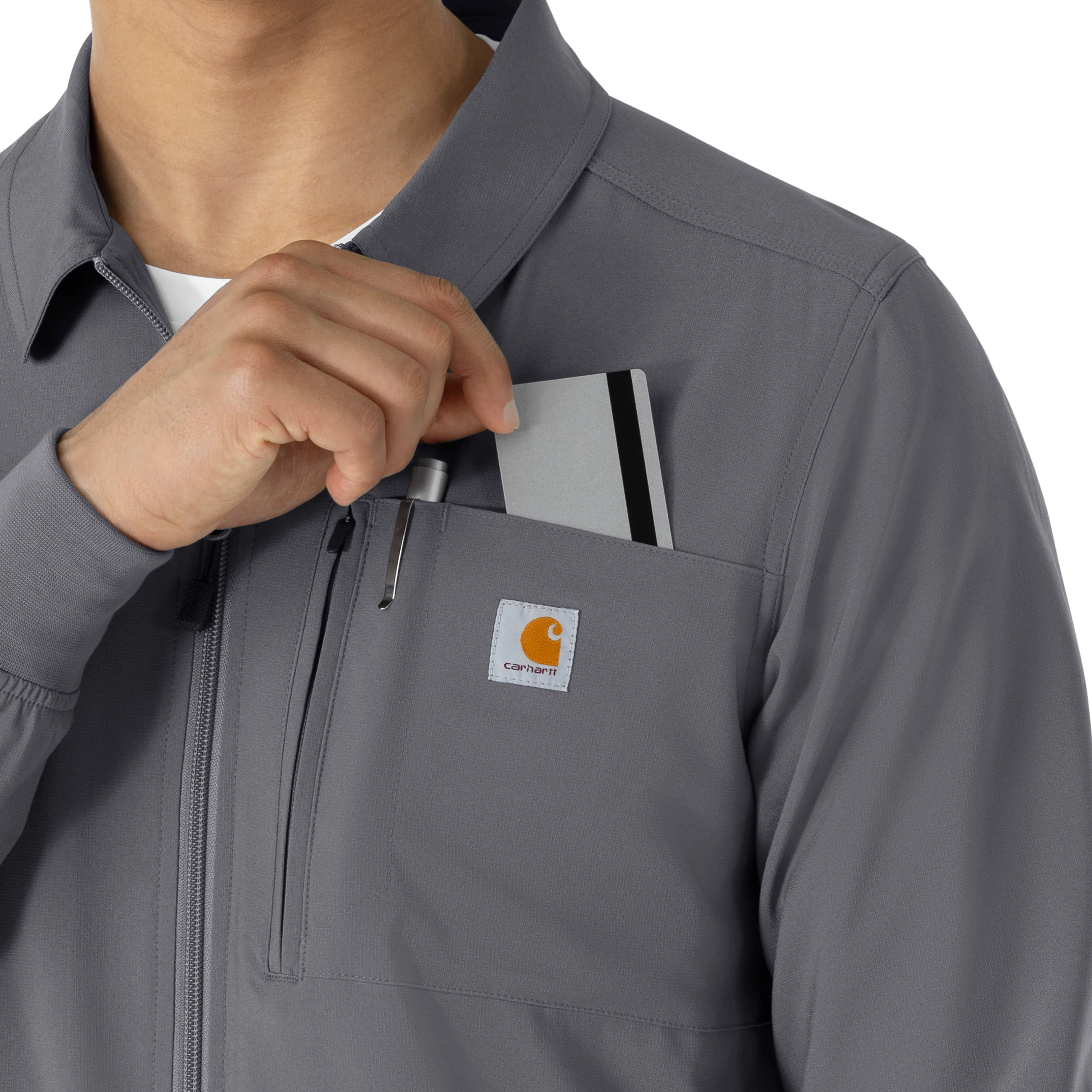 Carhartt Force Cross-Flex Men's Lightweight Scrub Jacket - Pewter - Image 8