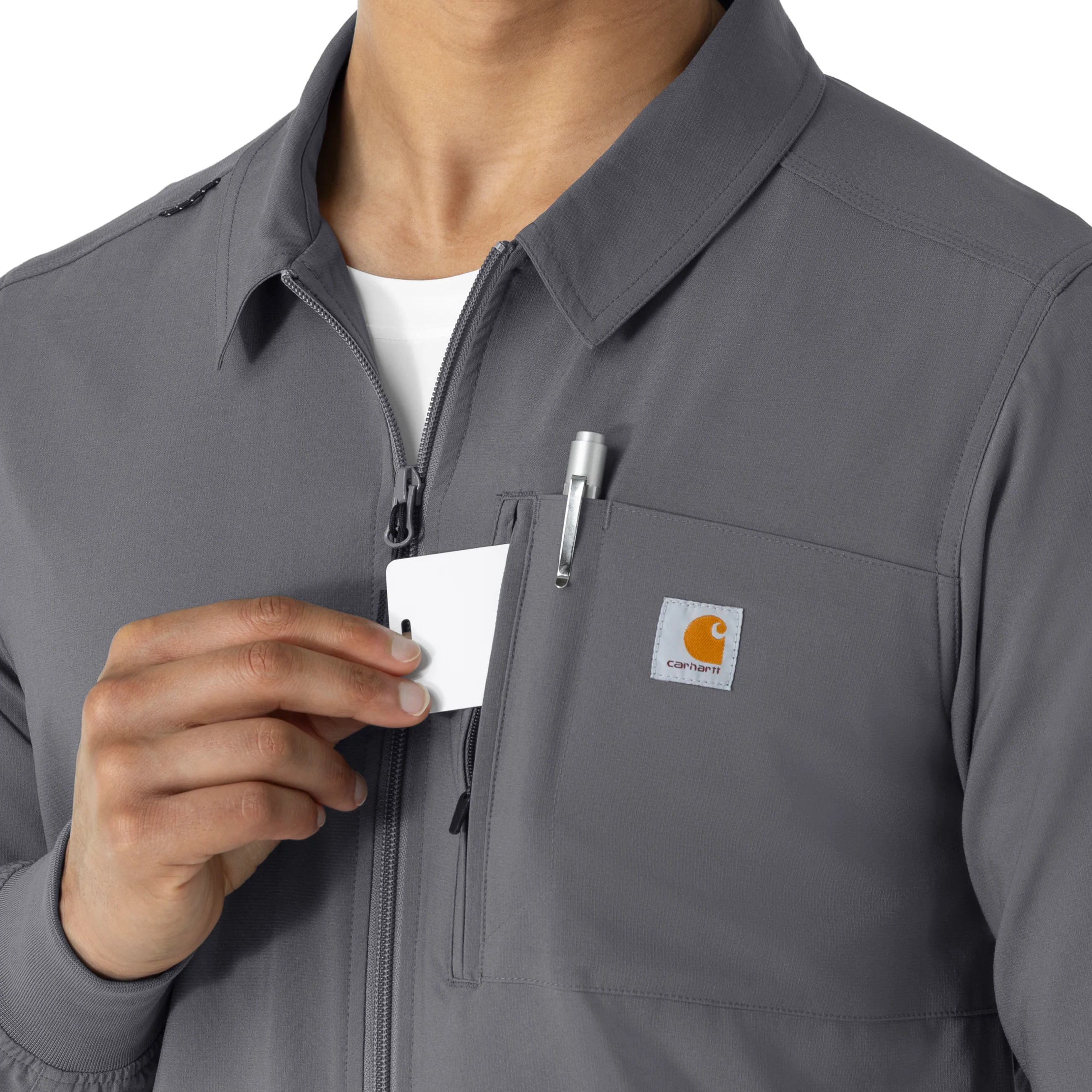 Carhartt Force Cross-Flex Men's Lightweight Scrub Jacket - Pewter - Image 9