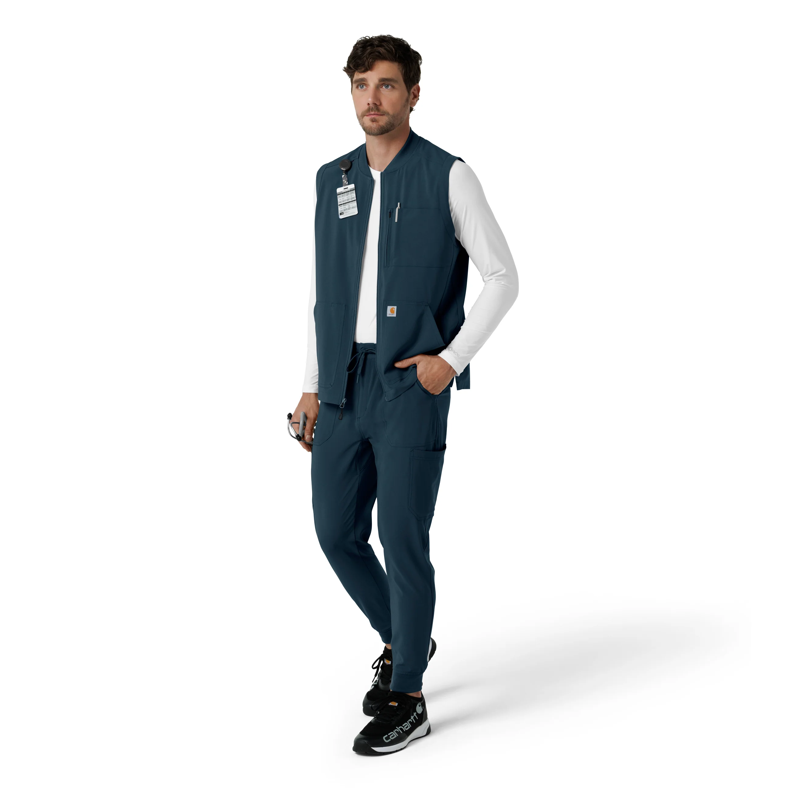 Carhartt Force Cross-Flex Men's Lightweight Scrub Vest - Navy - Image 3