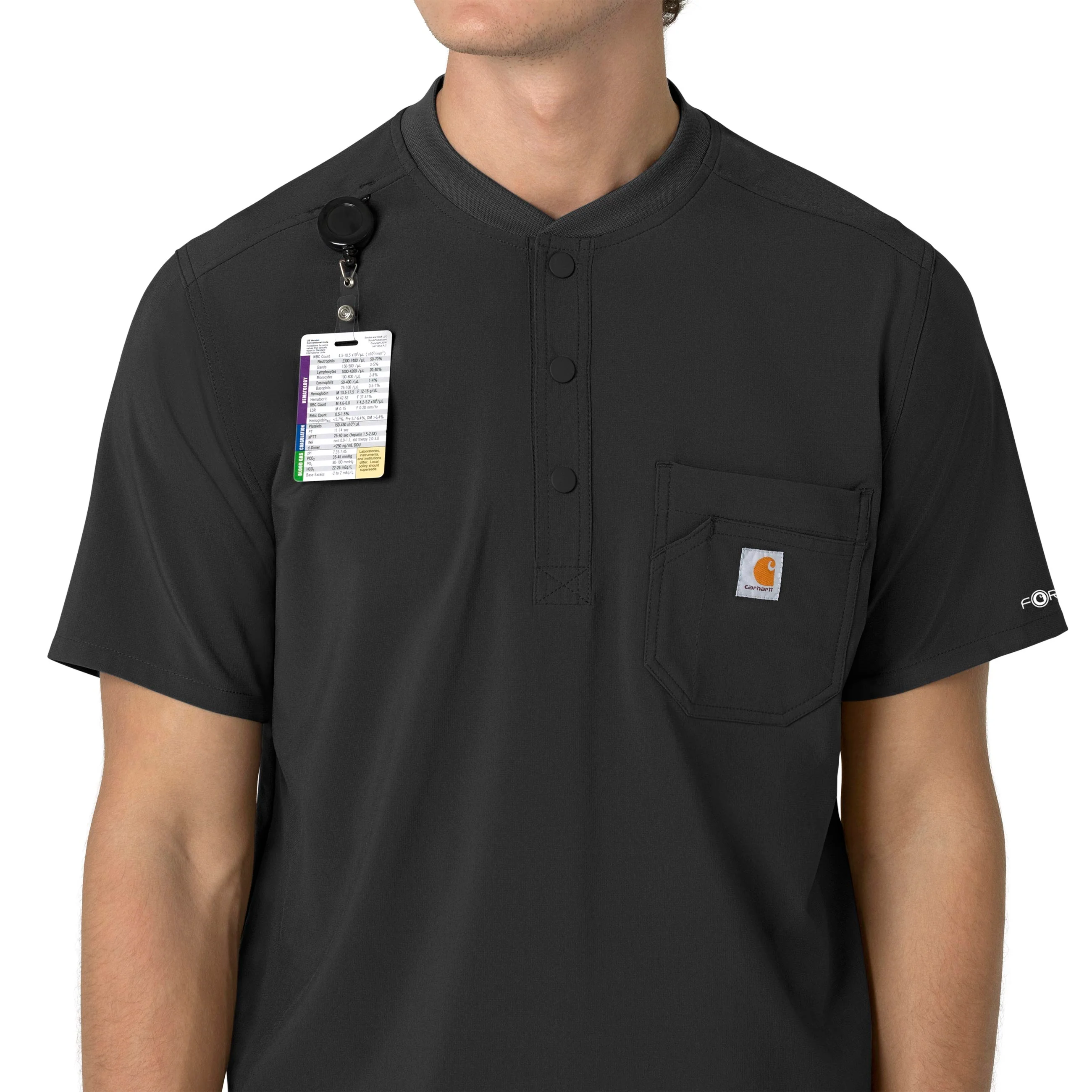 Carhartt Force Cross-Flex Men's Henley Scrub Top - Black - Image 7
