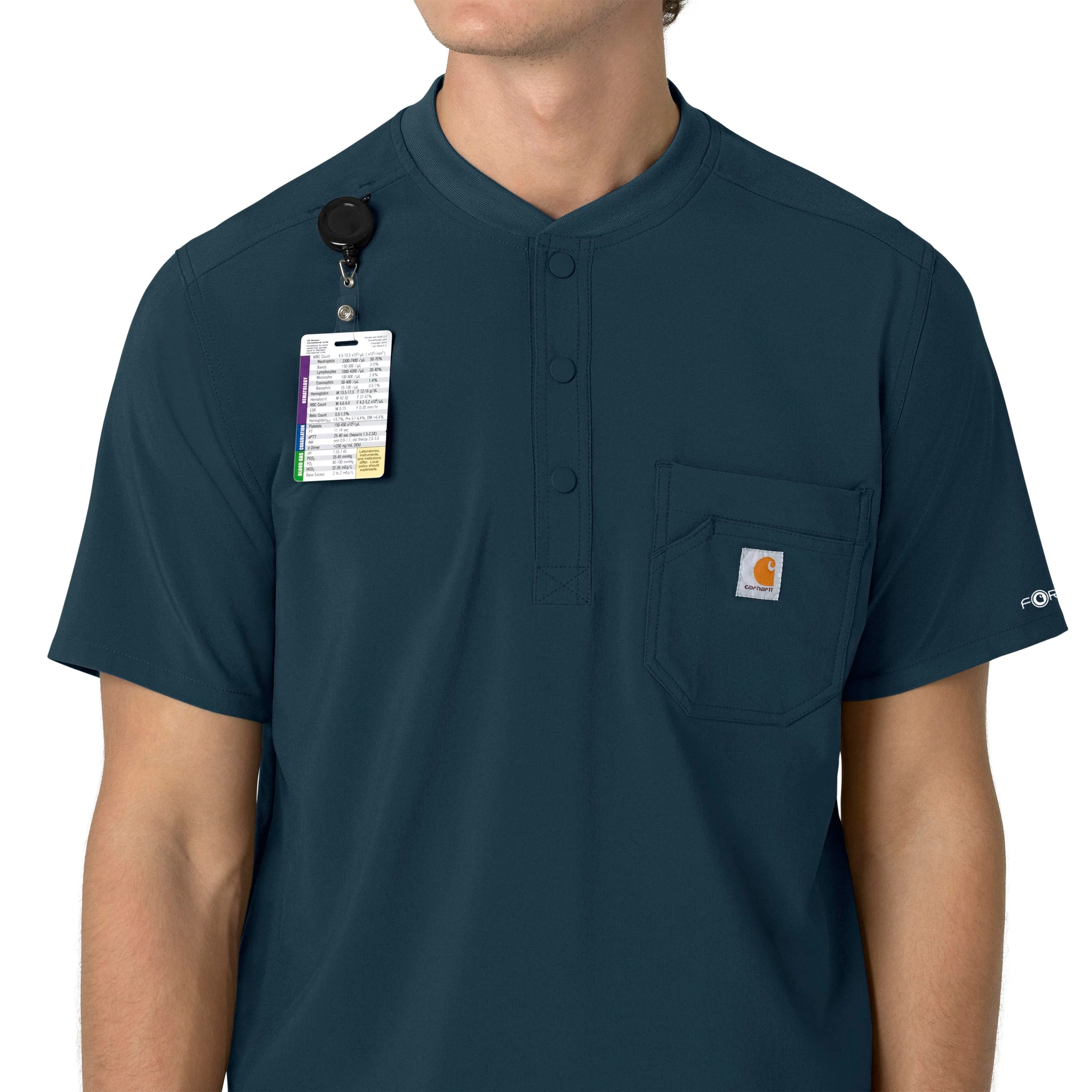 Carhartt Force Cross-Flex Men's Henley Scrub Top - Deep Navy - Image 7