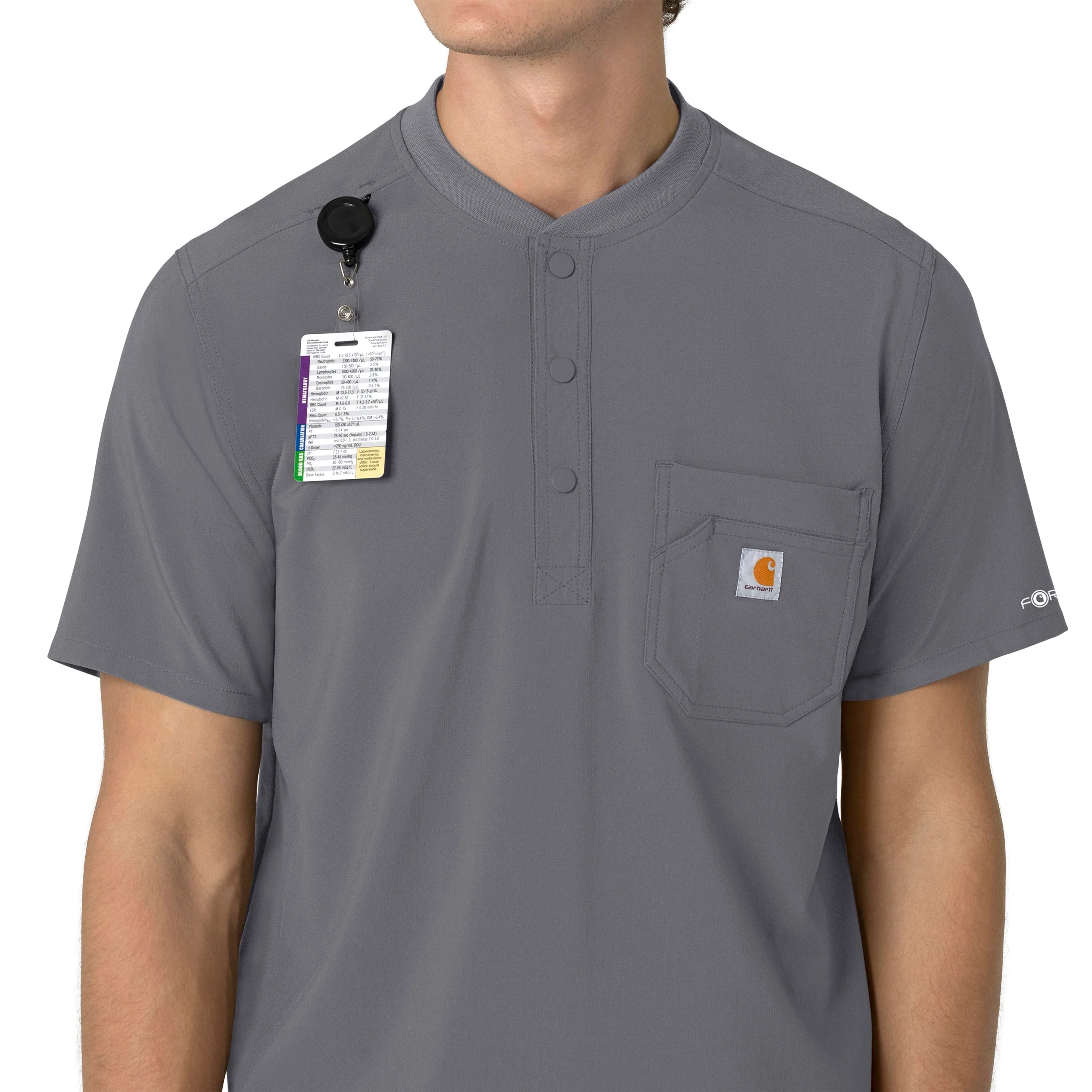 Carhartt Force Cross-Flex Men's Henley Scrub Top - Pewter - Image 7