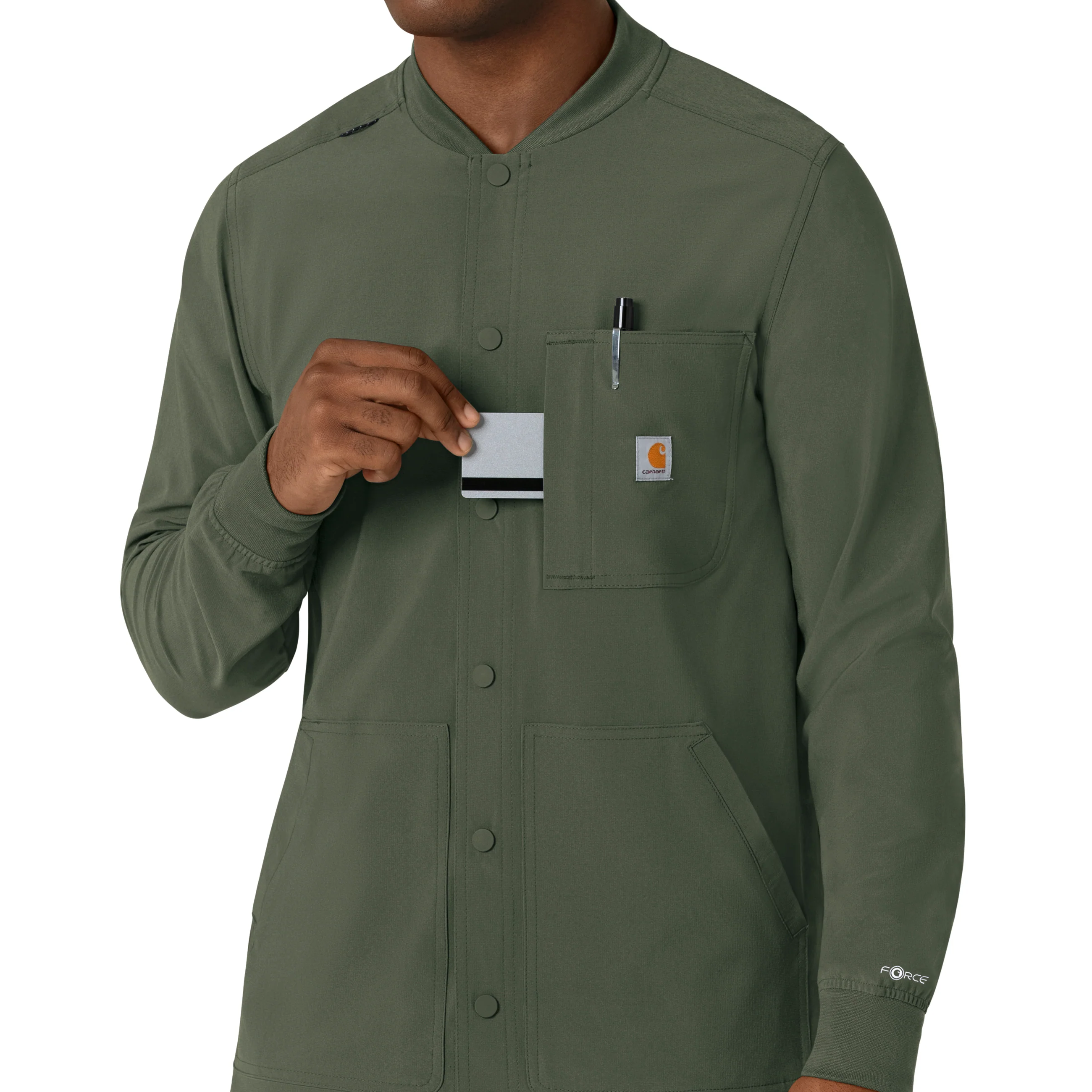Carhartt Force Cross-Flex Men's Shirt Jacket - Olive - Image 8