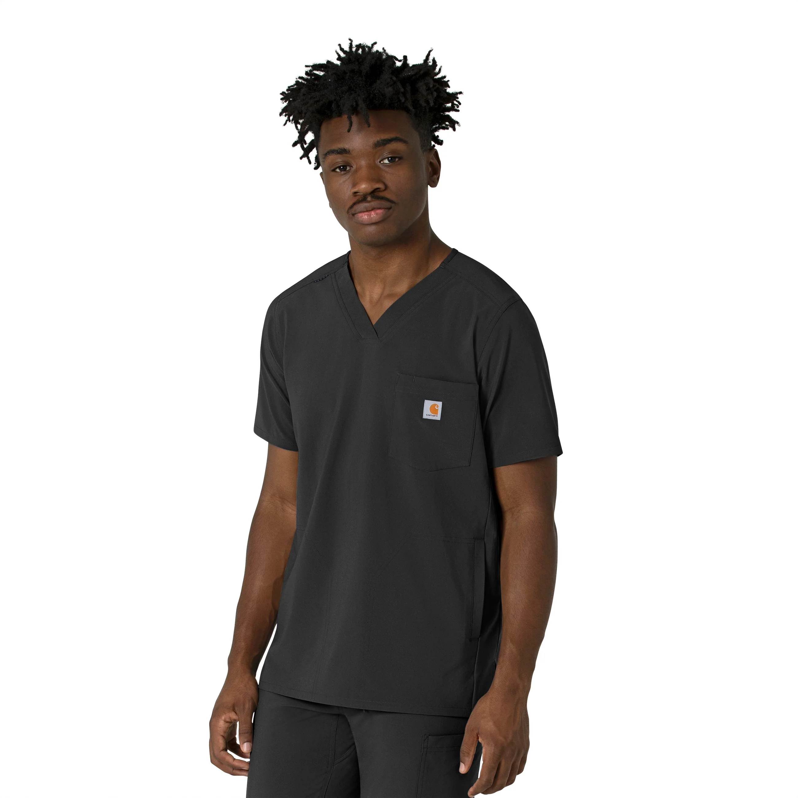 Carhartt Force Cross-Flex Men's V-Neck Scrub Top - Black - Image 4