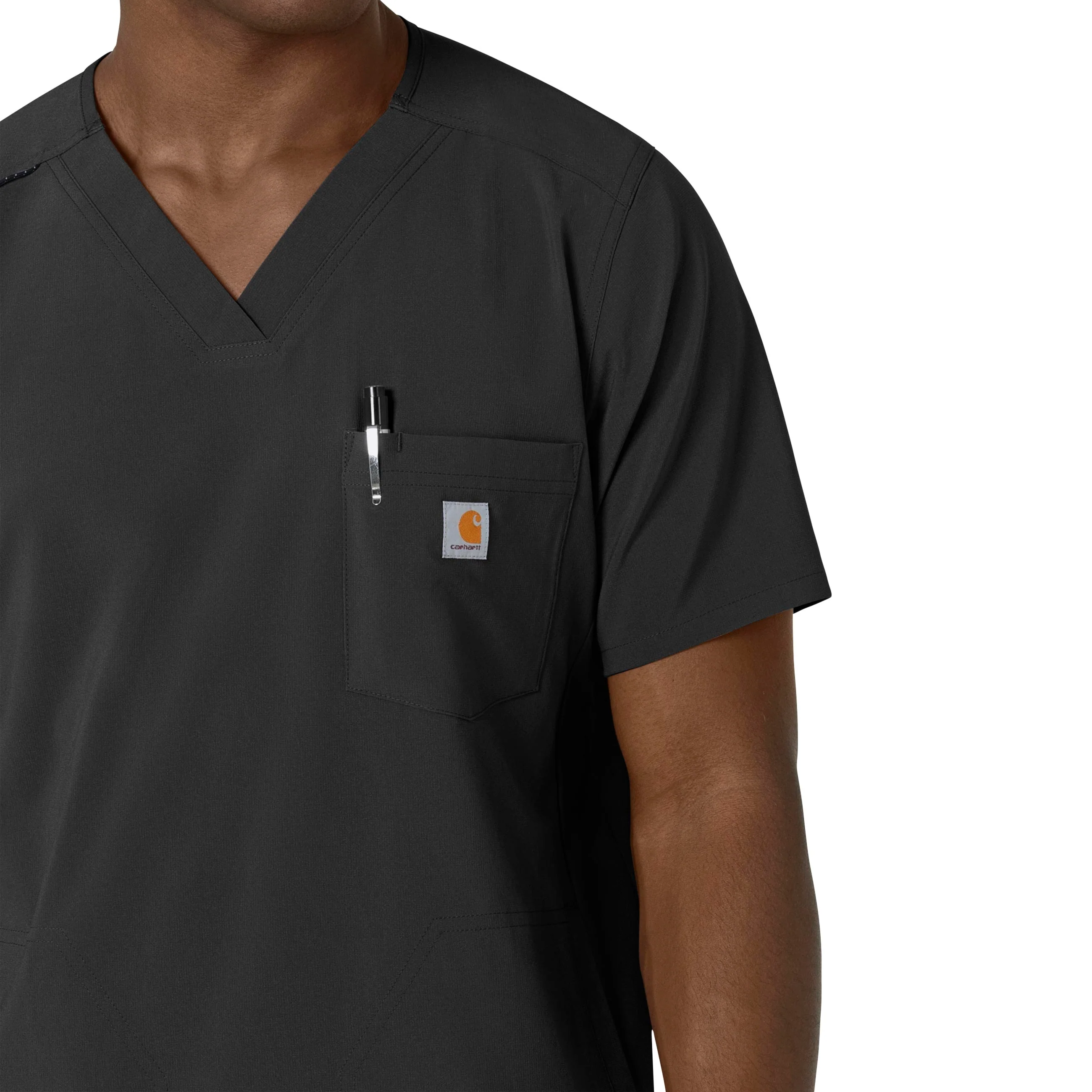Carhartt Force Cross-Flex Men's V-Neck Scrub Top - Black - Image 6