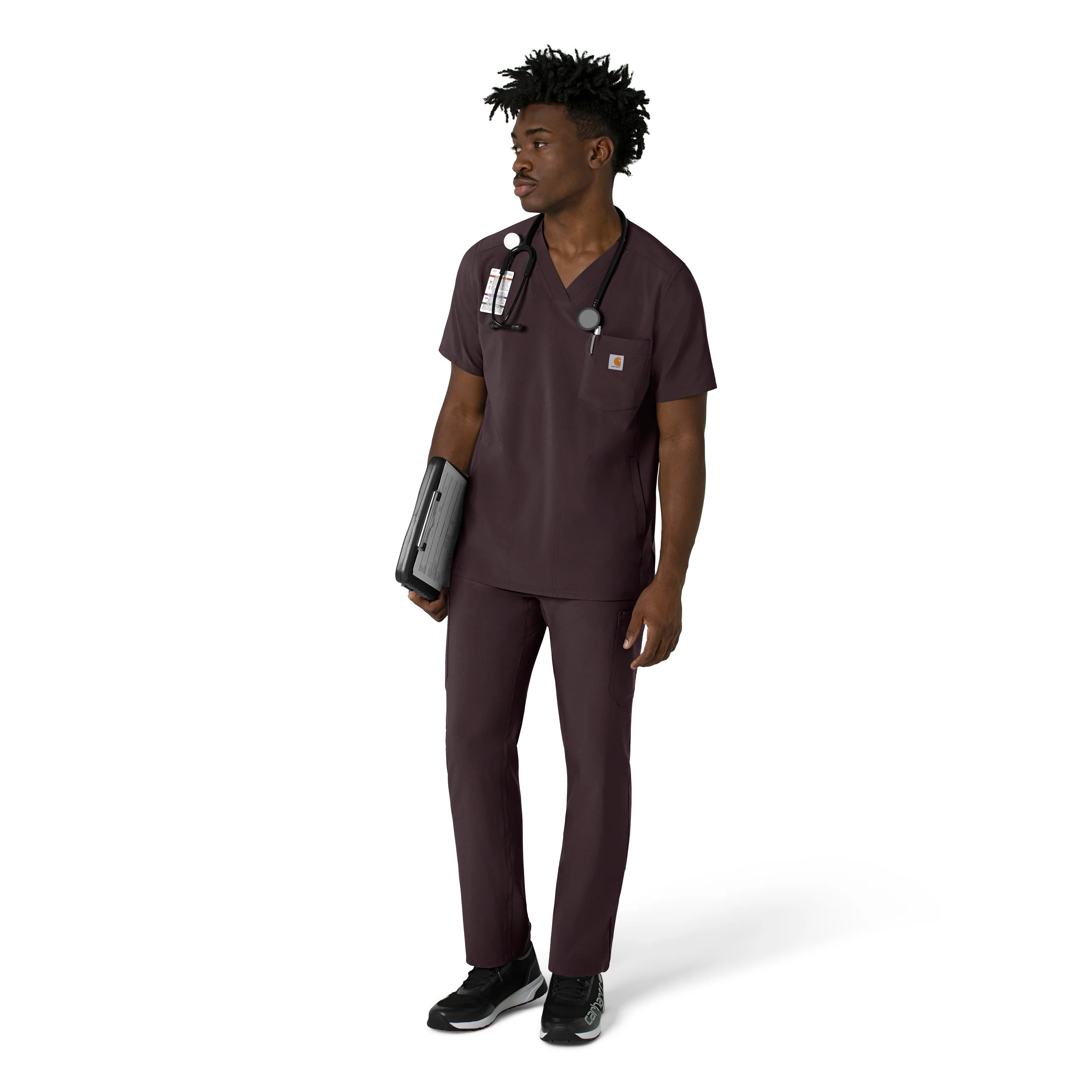 Carhartt Force Cross-Flex Men's V-Neck Scrub Top - Dark Sepia - Image 4