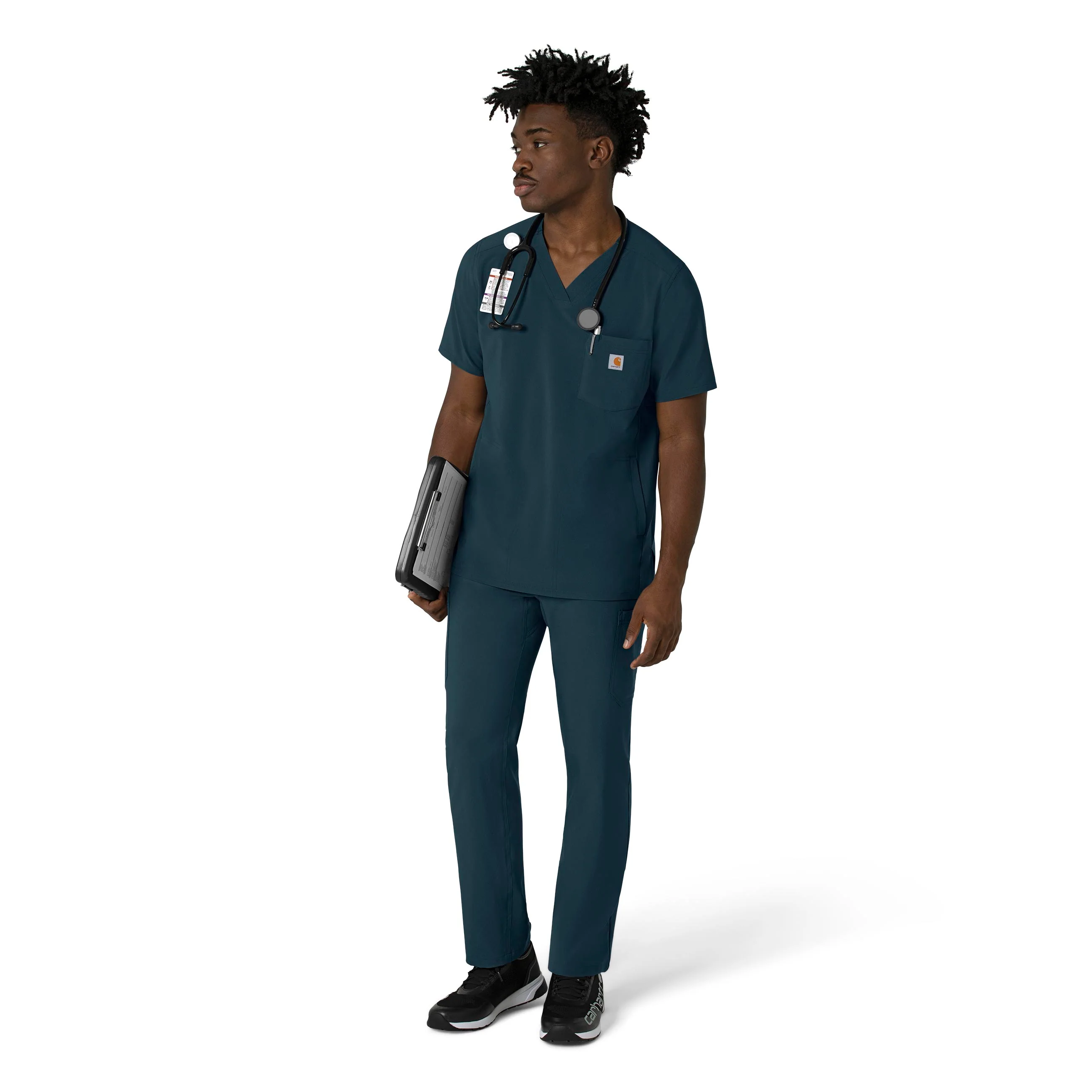 Carhartt Force Cross-Flex Men's V-Neck Scrub Top - Deep Navy - Image 3