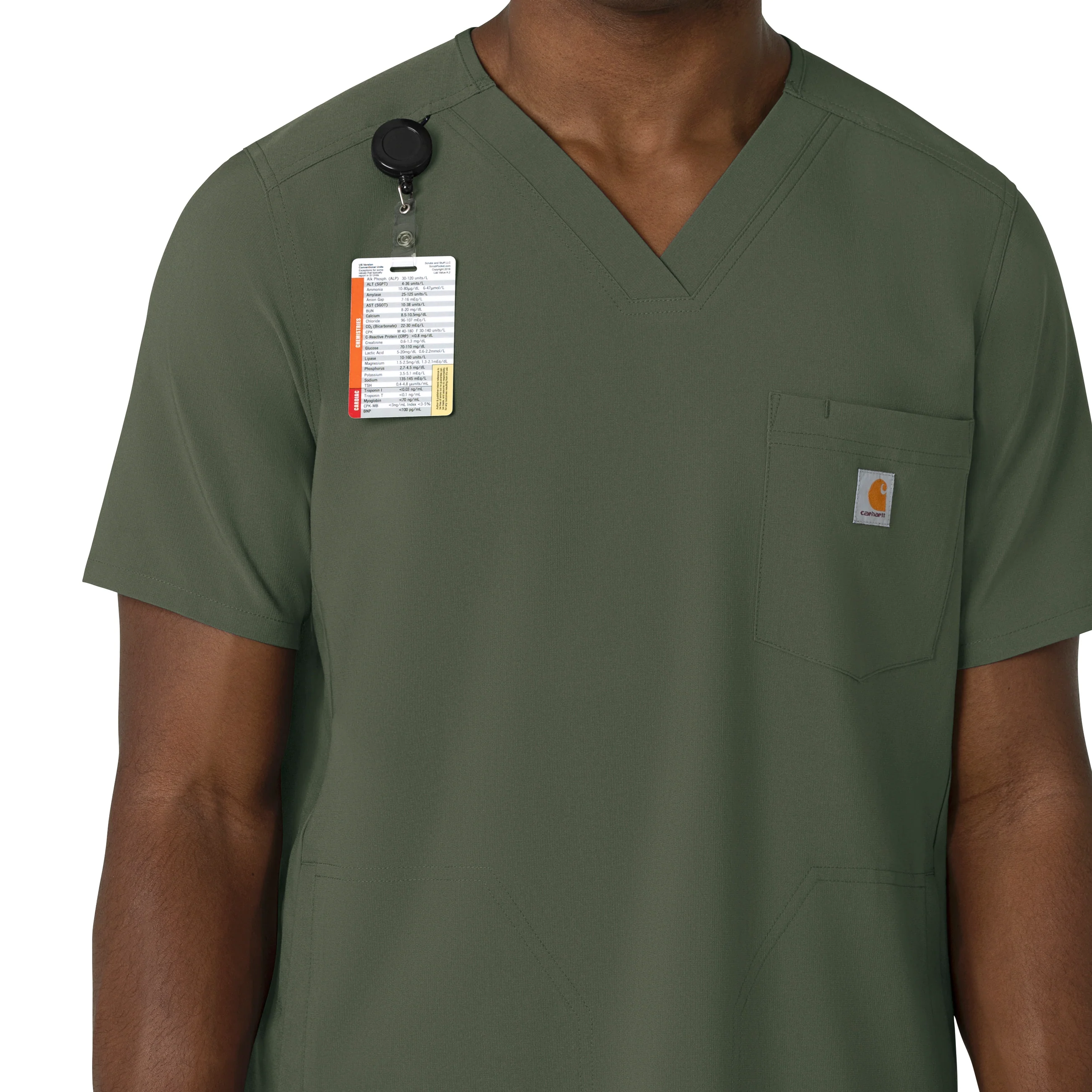 Carhartt Force Cross-Flex Men's V-Neck Scrub Top - Olive - Image 5