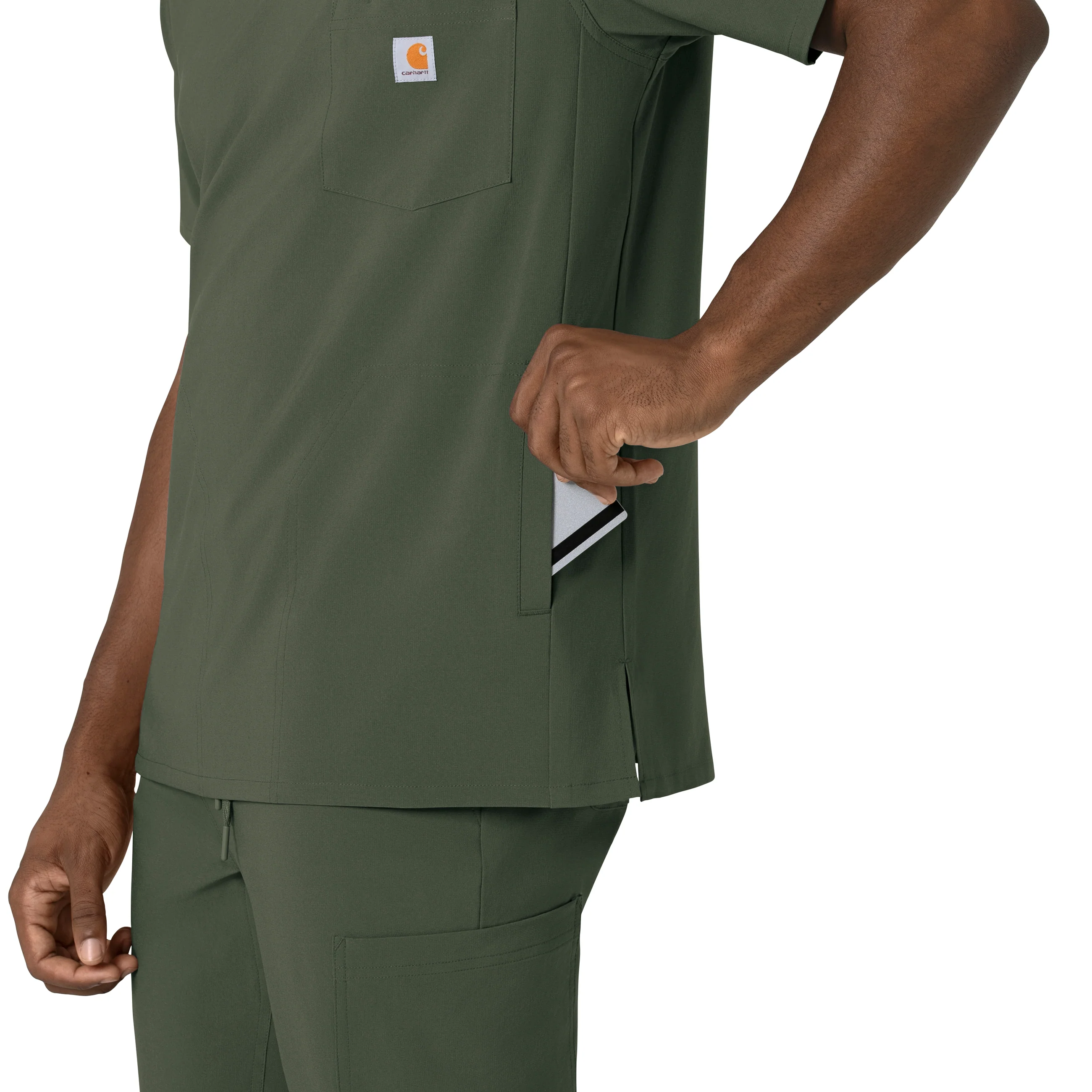 Carhartt Force Cross-Flex Men's V-Neck Scrub Top - Olive - Image 7