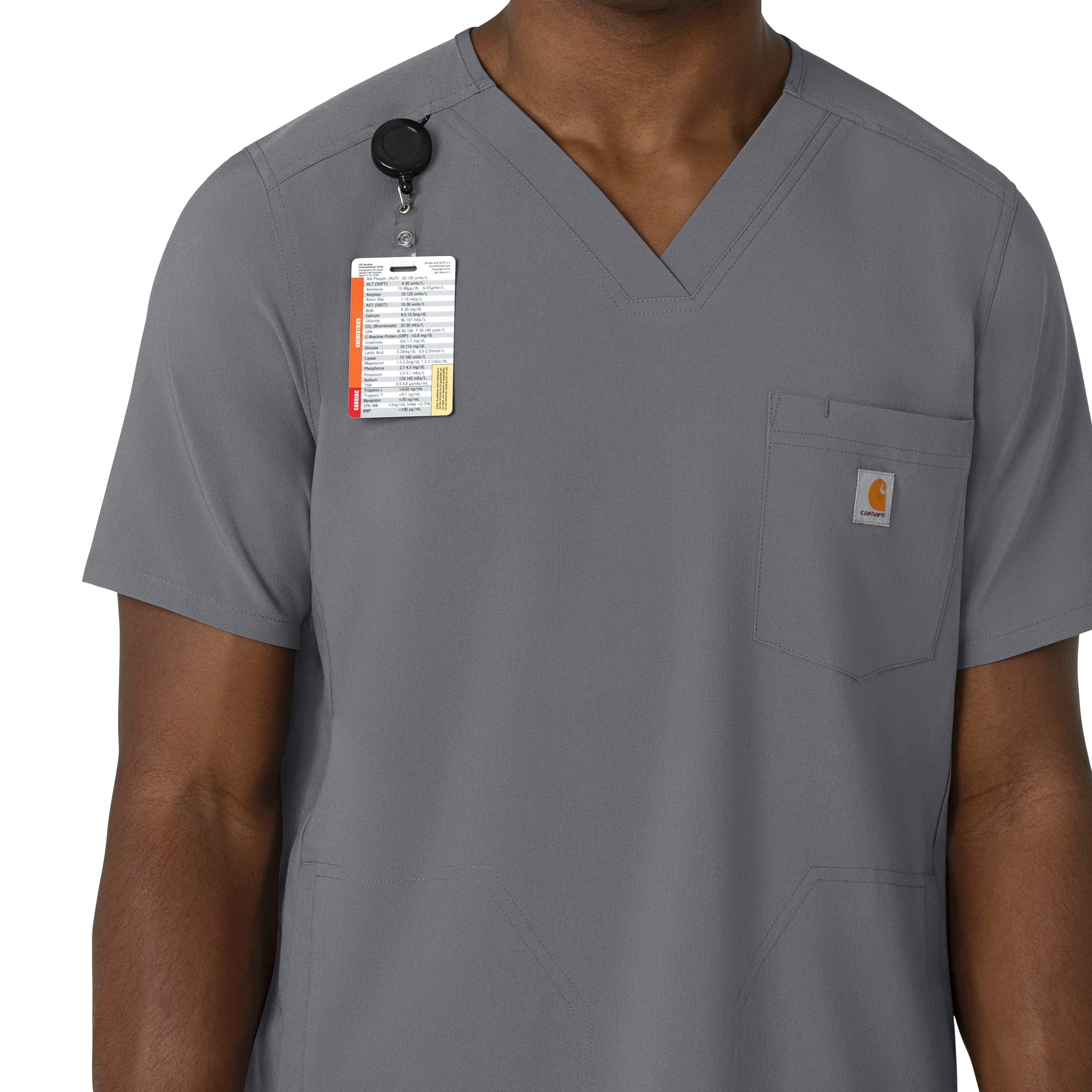 Carhartt Force Cross-Flex Men's V-Neck Scrub Top - Pewter - Image 5