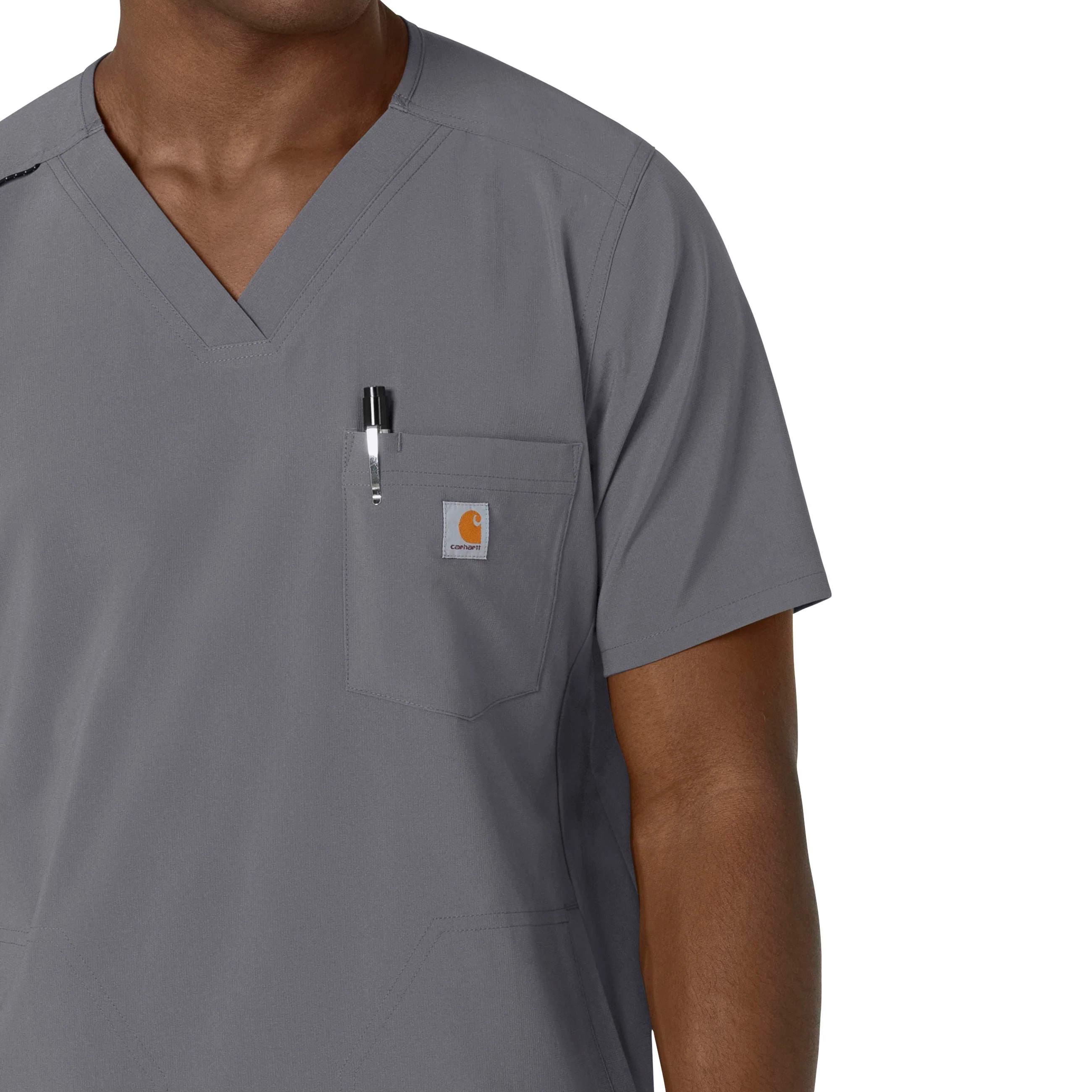 Carhartt Force Cross-Flex Men's V-Neck Scrub Top - Pewter - Image 6