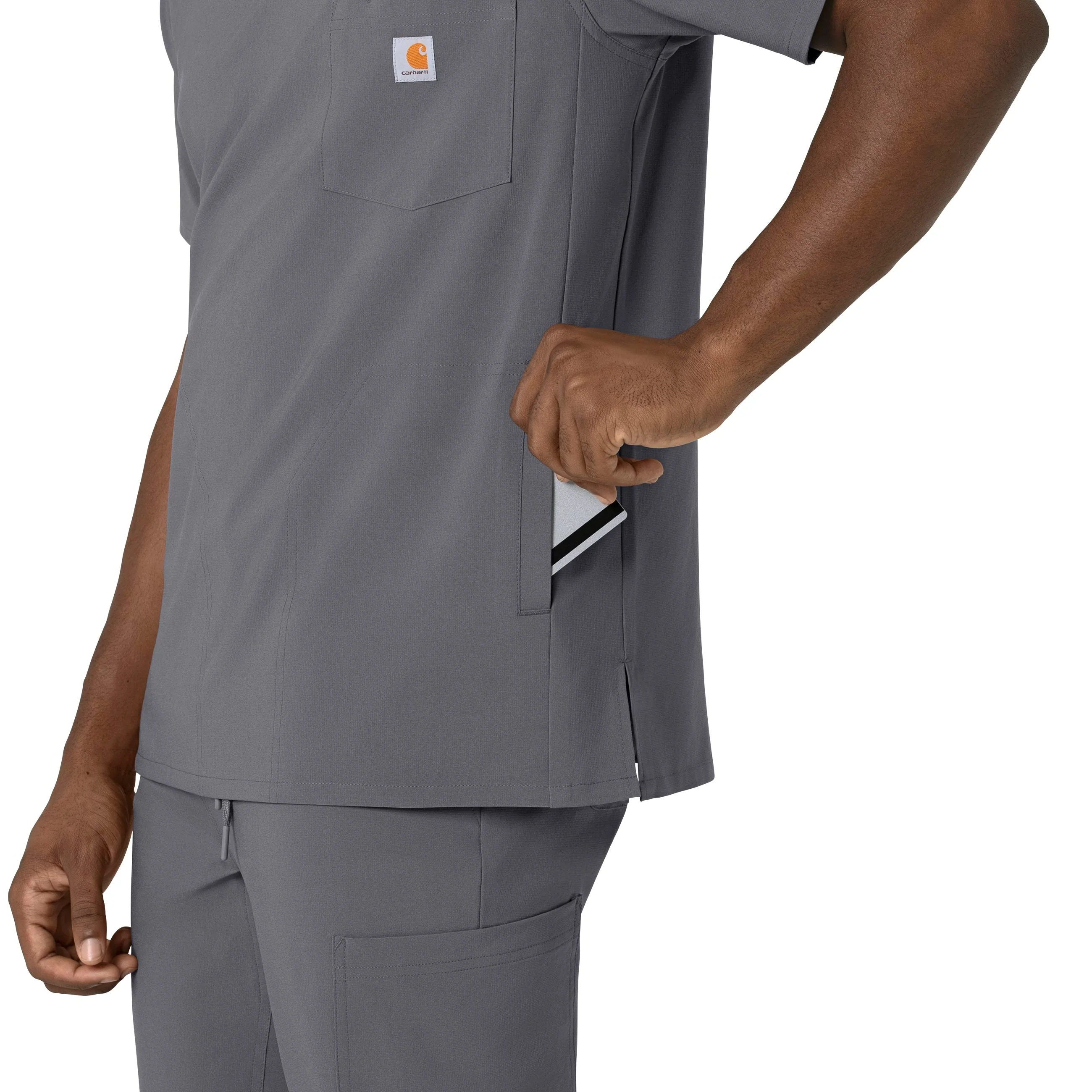 Carhartt Force Cross-Flex Men's V-Neck Scrub Top - Pewter - Image 7