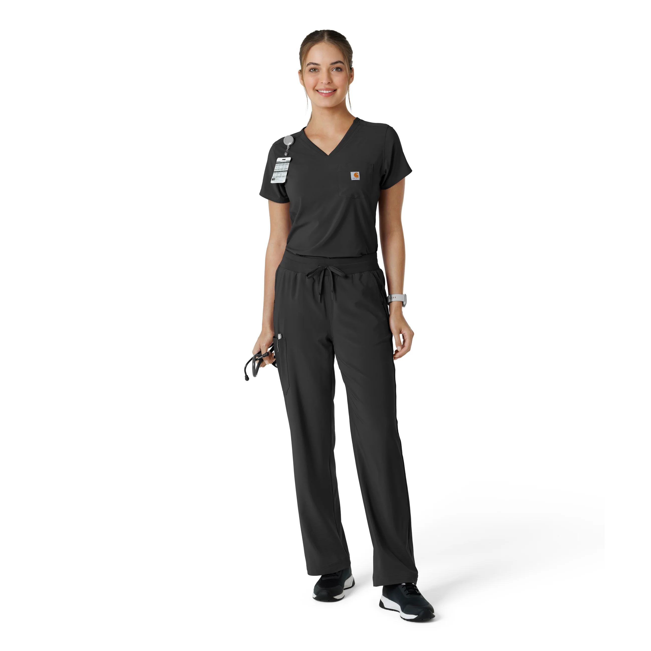 Carhartt Force Cross-Flex Women's Boot Cut Scrub Pant - Black - Image 3