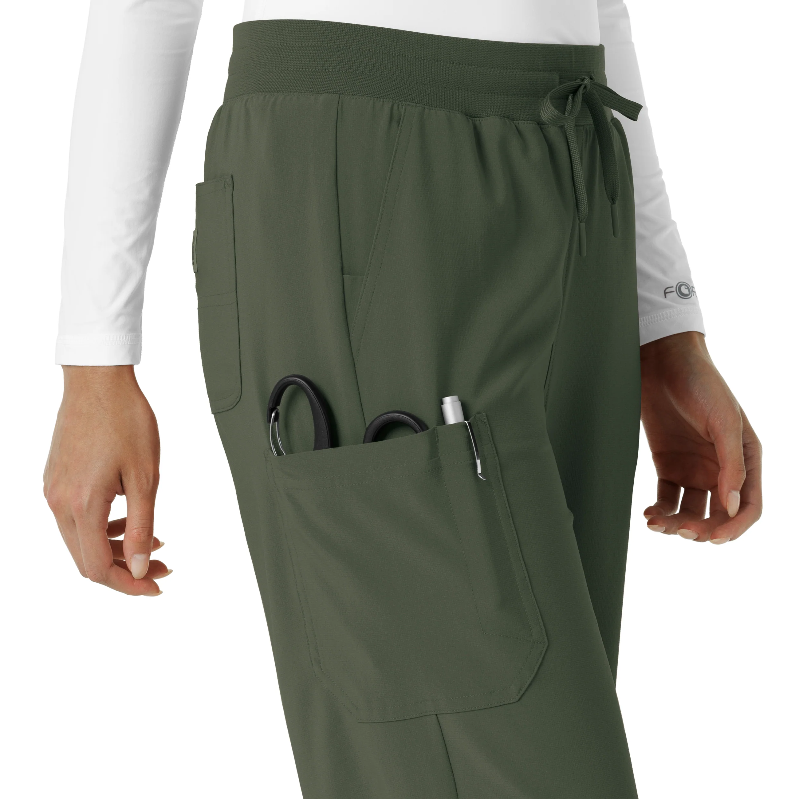Carhartt Force Cross-Flex Women's Boot Cut Scrub Pant - Olive - Image 8