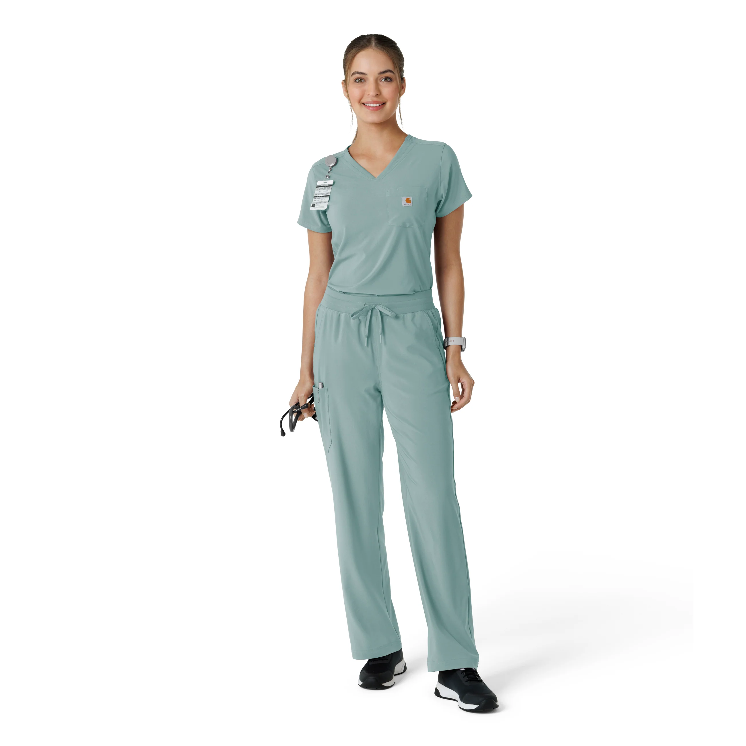 Carhartt Force Cross-Flex Women's Boot Cut Scrub Pant - Summer Blue - Image 3