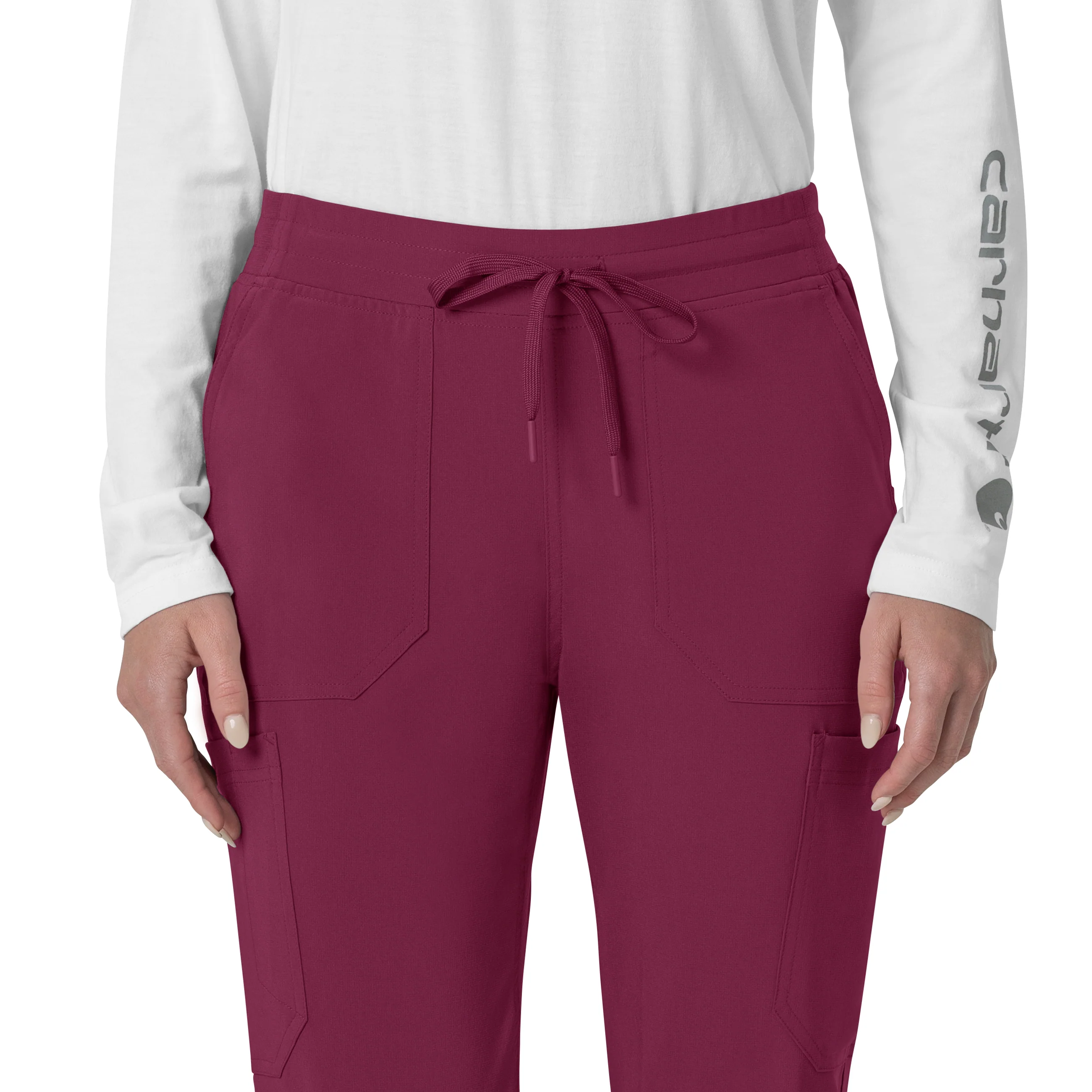 Carhartt Force Cross-Flex Women's Cargo Jogger Scrub Pant - Wine - Image 5