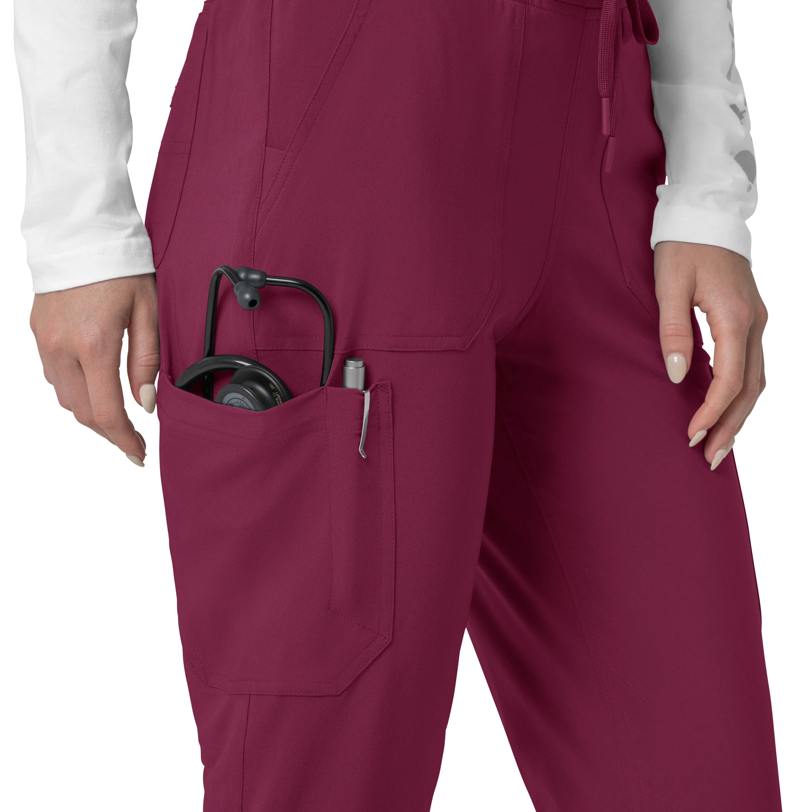 Carhartt Force Cross-Flex Women's Cargo Jogger Scrub Pant - Wine - Image 8