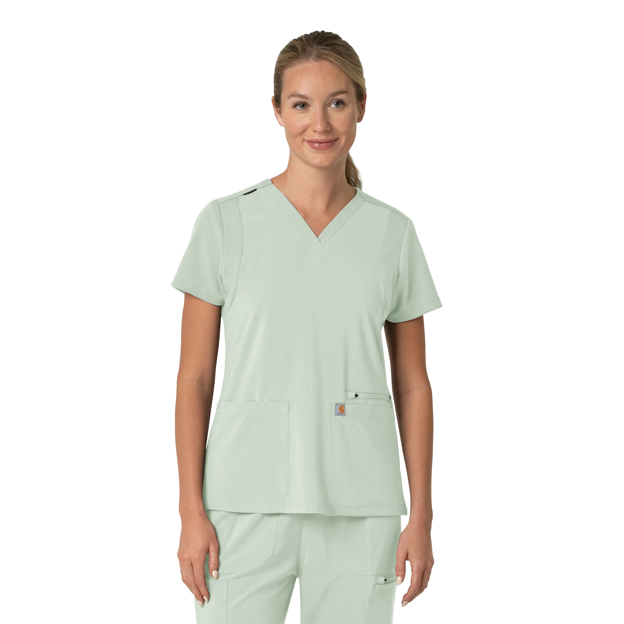 Carhartt Force Cross-Flex Women's Flex Panel V-Neck Scrub Top - Big Sky
