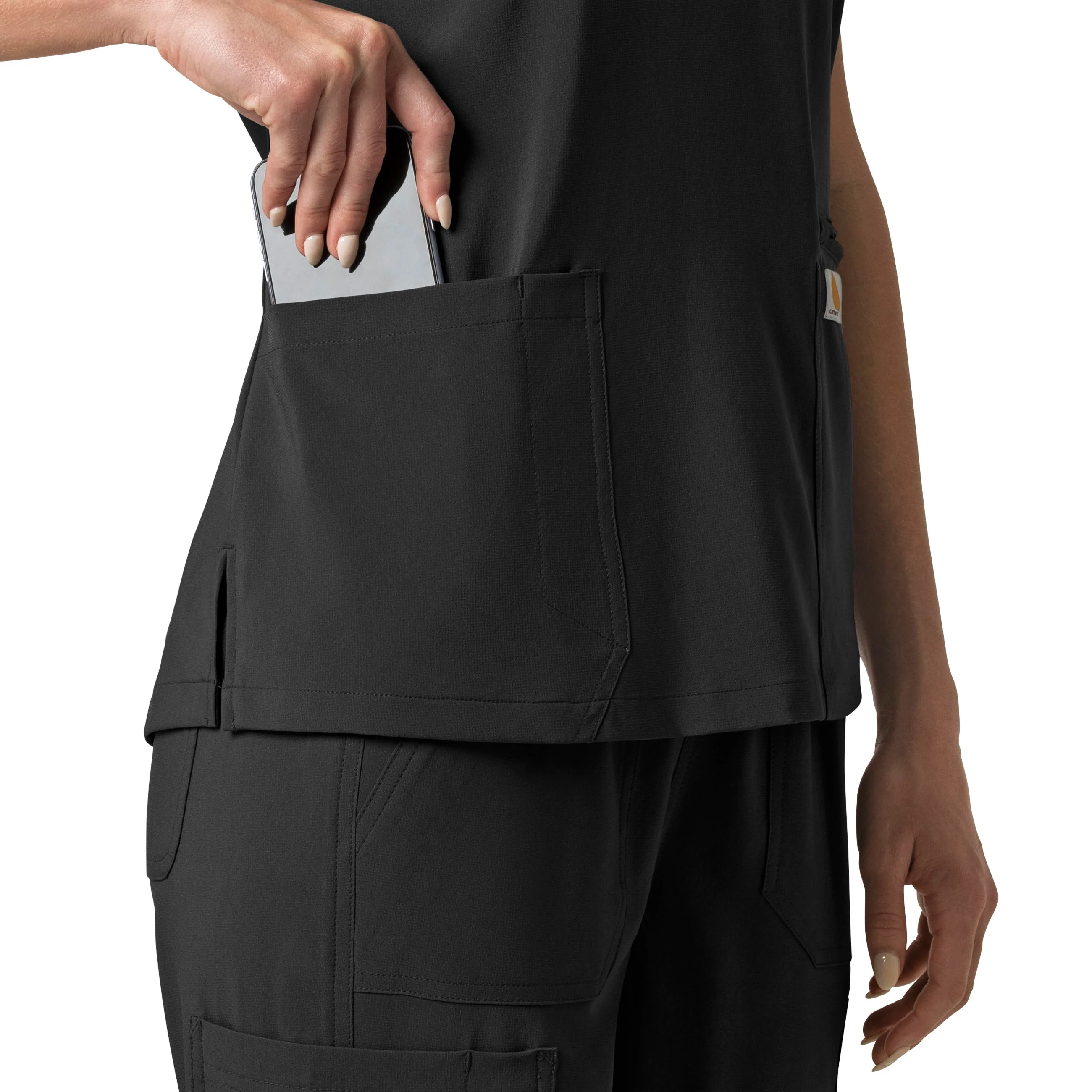 Carhartt Force Cross-Flex Women's Flex Panel V-Neck Scrub Top - Black - Image 10