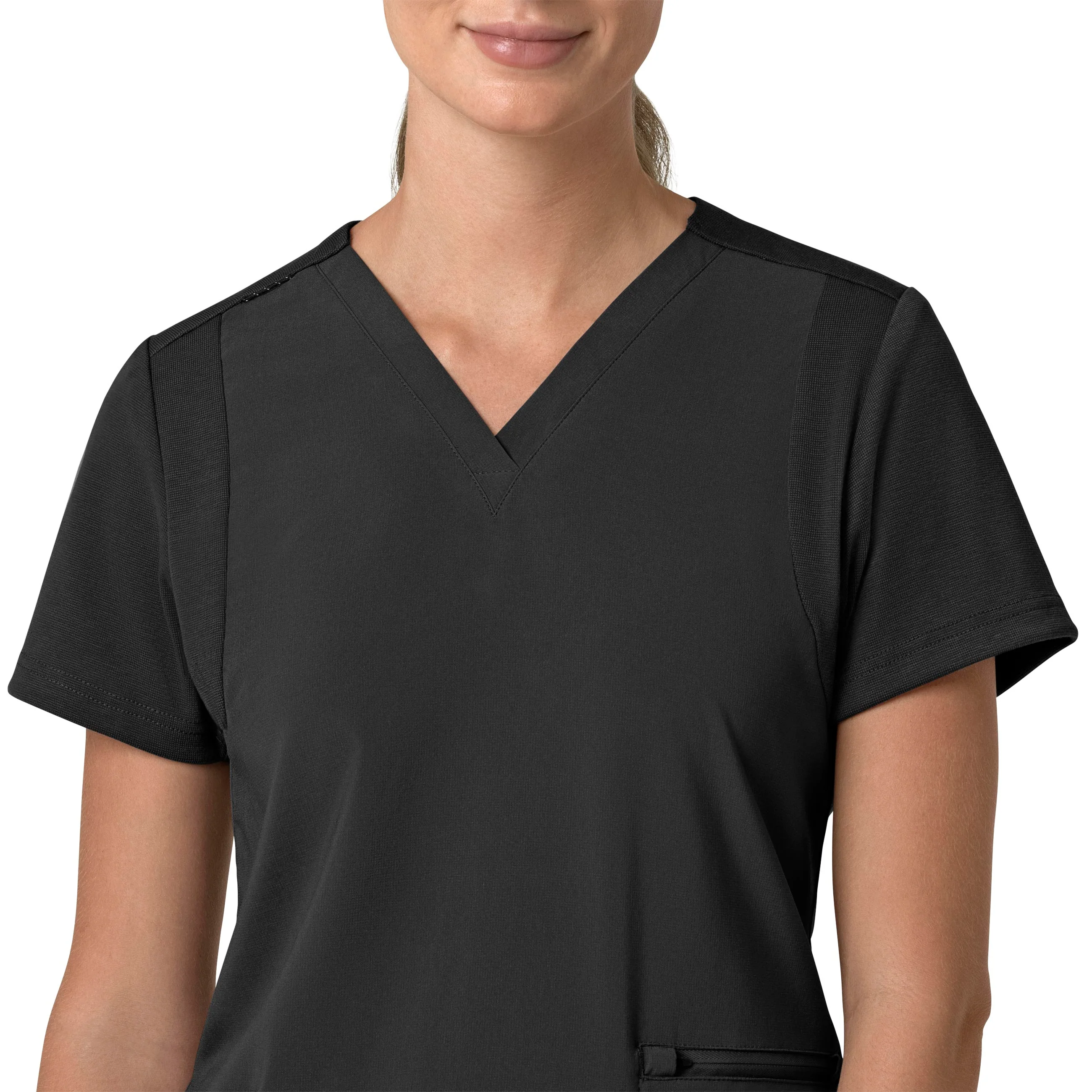 Carhartt Force Cross-Flex Women's Flex Panel V-Neck Scrub Top - Black - Image 5