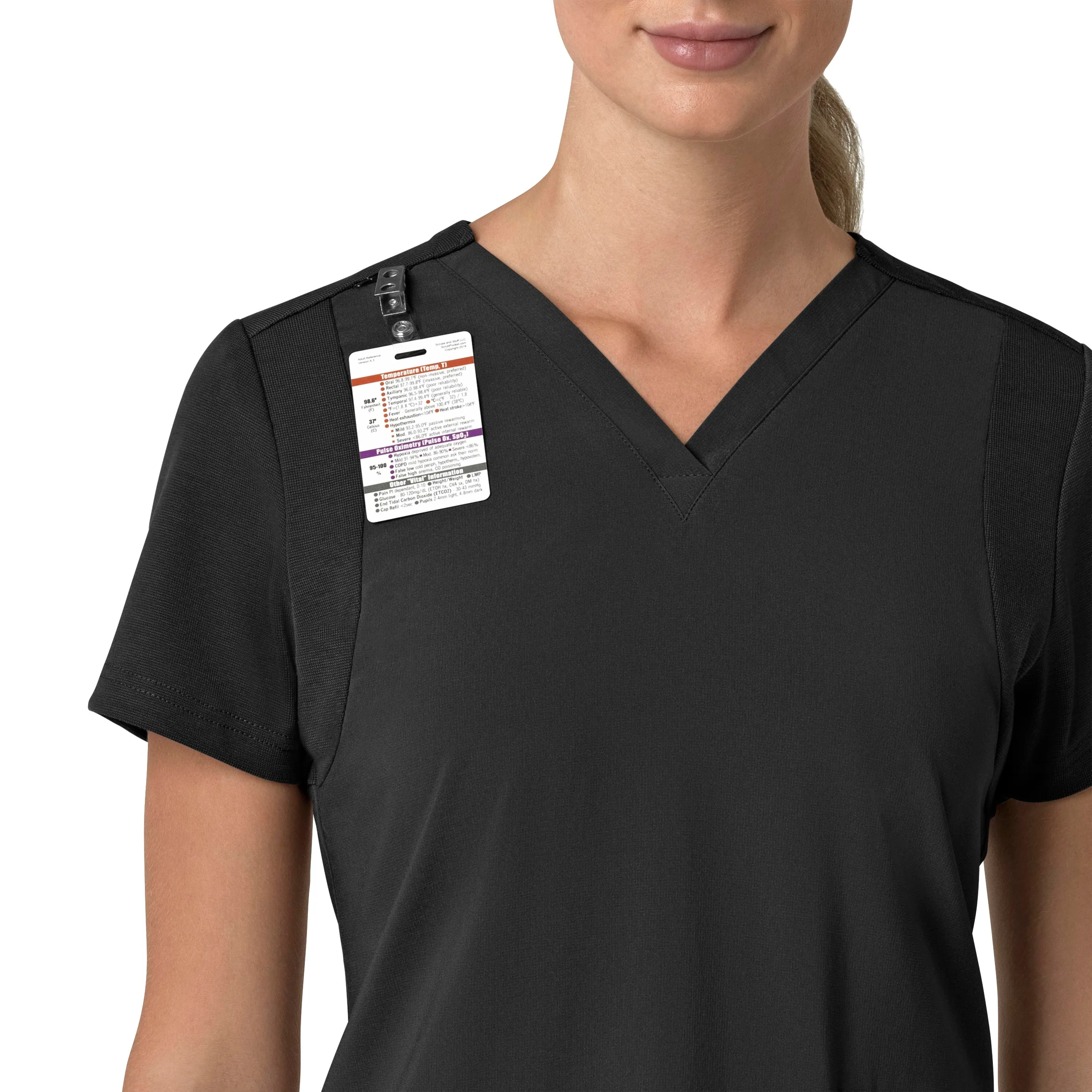 Carhartt Force Cross-Flex Women's Flex Panel V-Neck Scrub Top - Black - Image 6